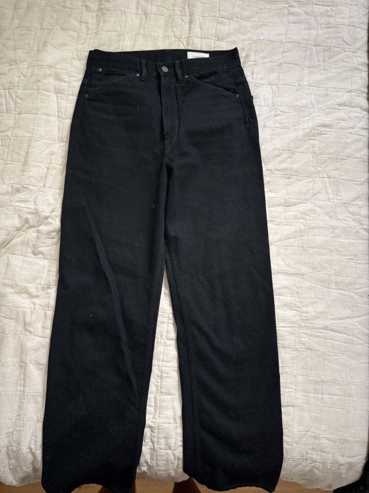 Lemaire Lemaire COTTON BLACK DENIM SEAMLESS STRAIGHT JEANS Size US 29 - 1 Thumbnail