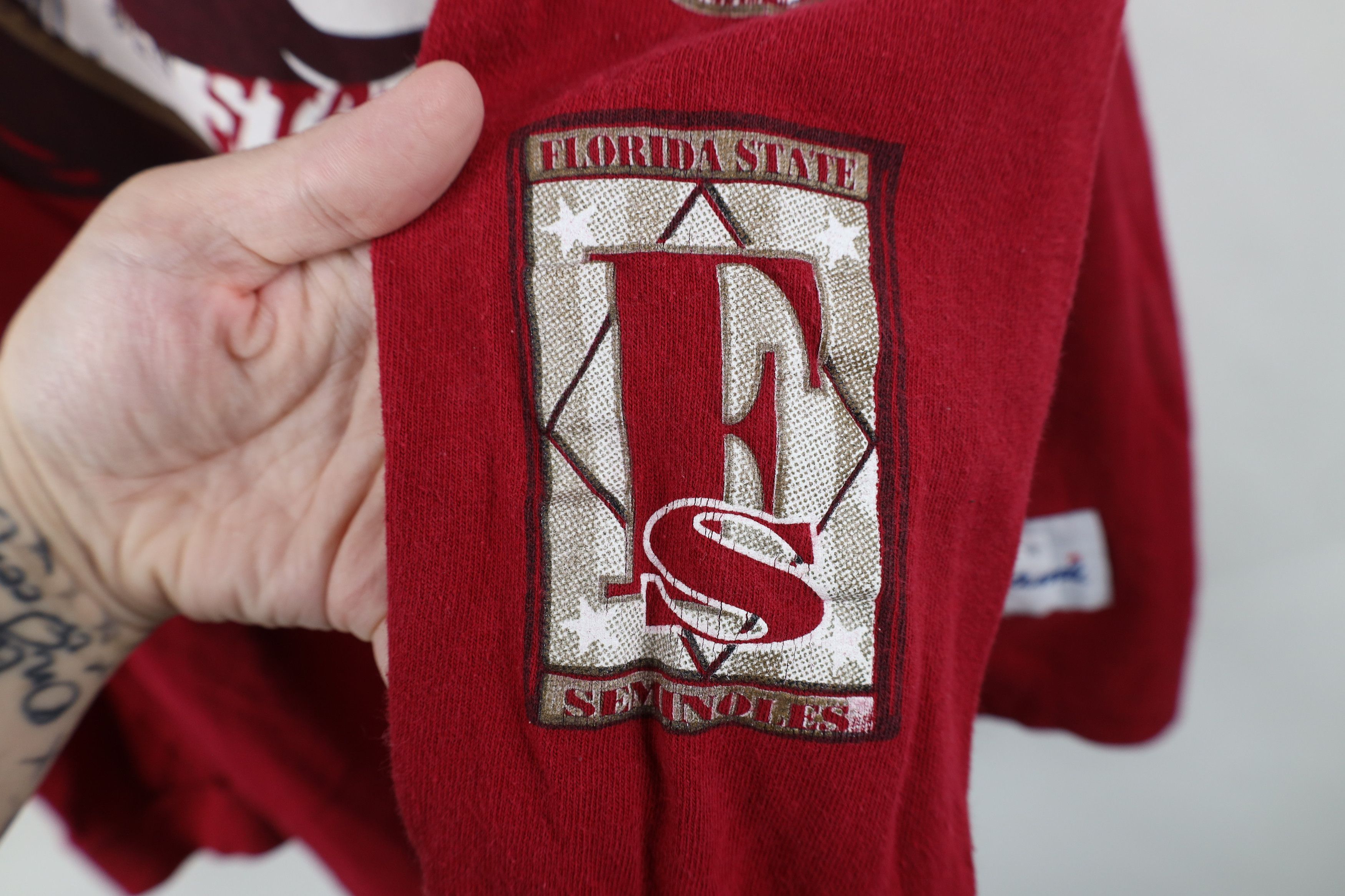 Vintage Vintage 90s State University Long Sleeve T-Shirt Red Cotton Size US L / EU 52-54 / 3 - 9 Thumbnail