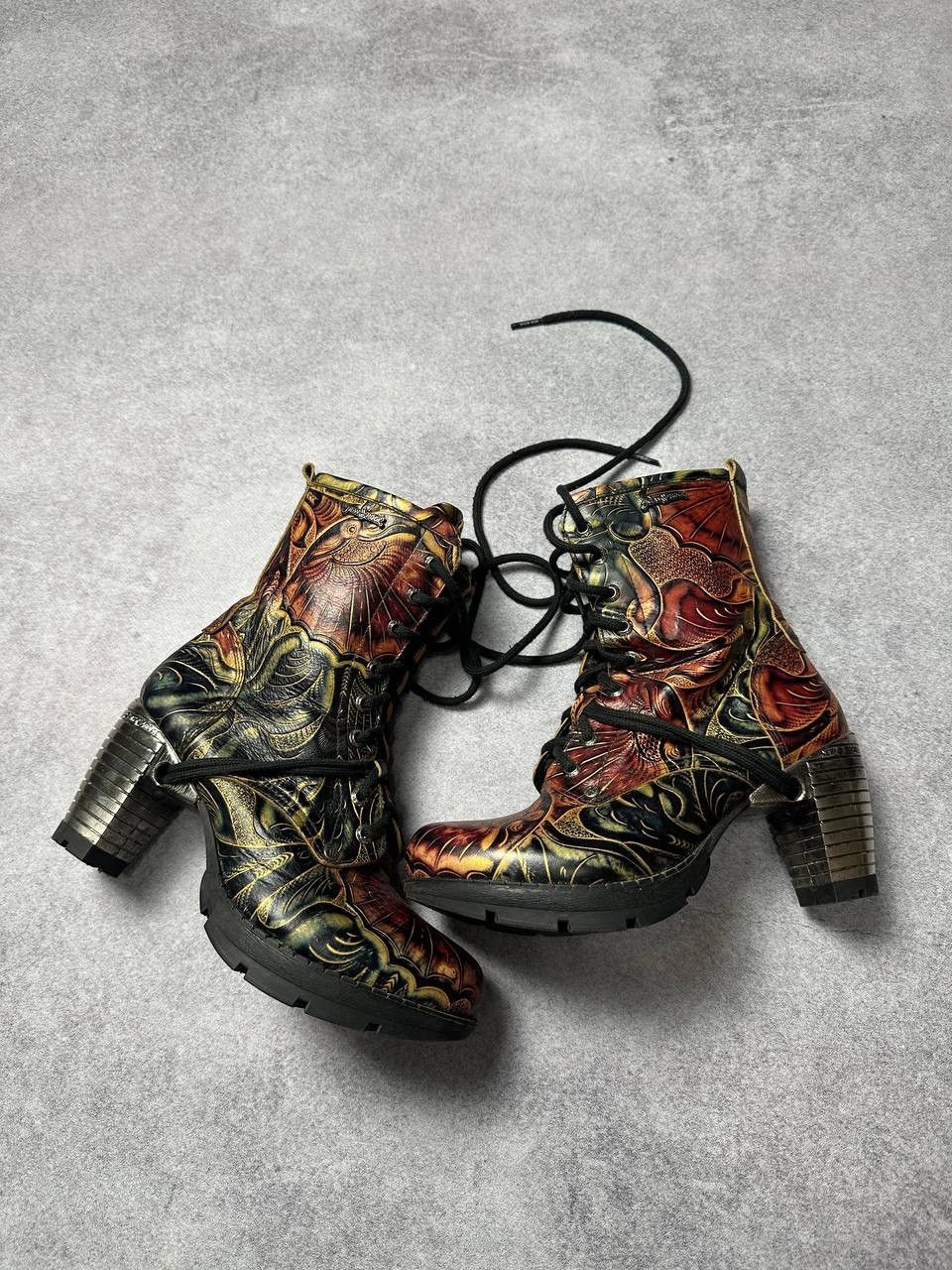 New Rock × Vintage Vintage New Rock Abstarct Pattern Boots Size 39 Size US 9 / IT 39 - 1 Thumbnail