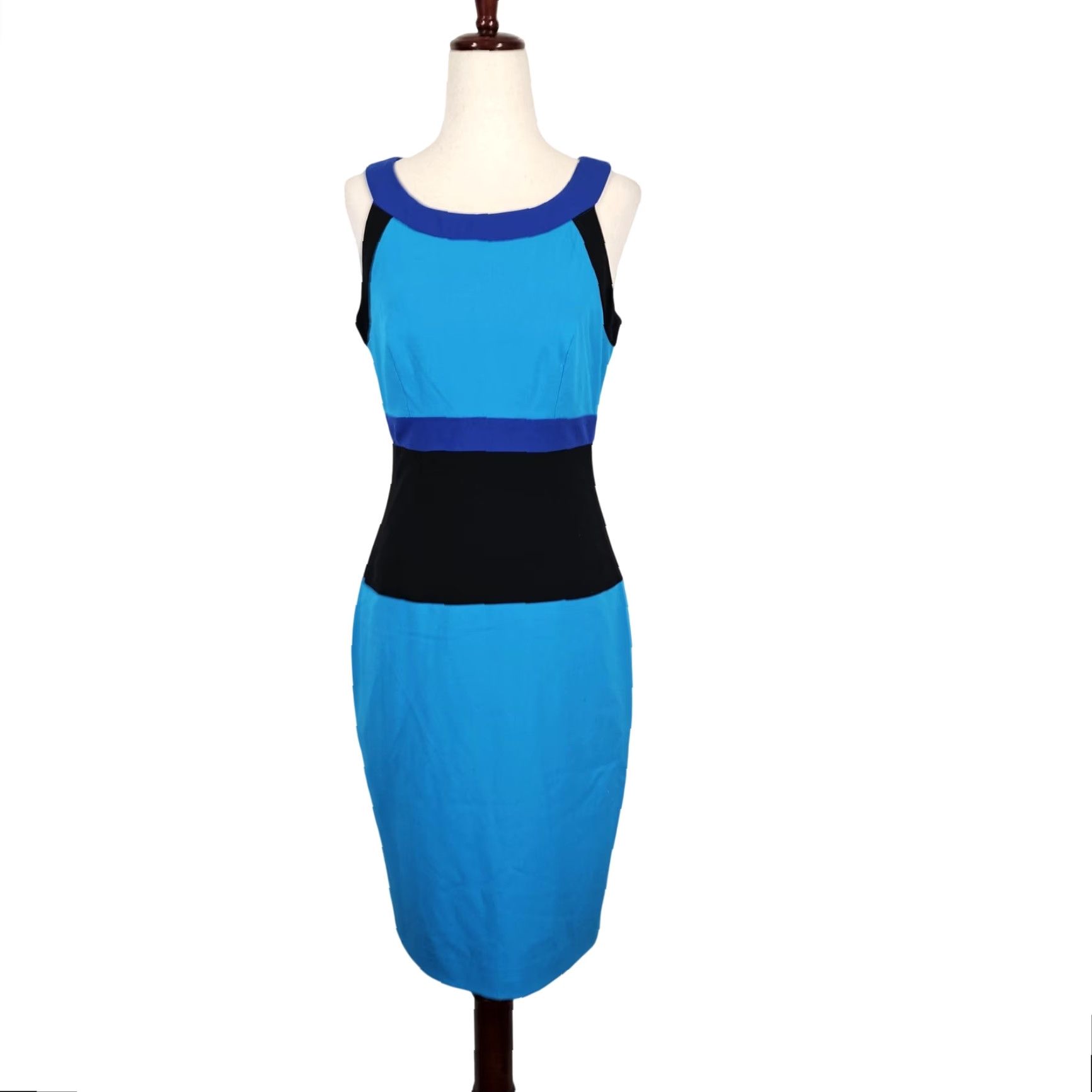 calvin klein dress blue and black CARLY #5 / Slim A Line Black Wedding Dress with Deep Sexy V-neck main image 1