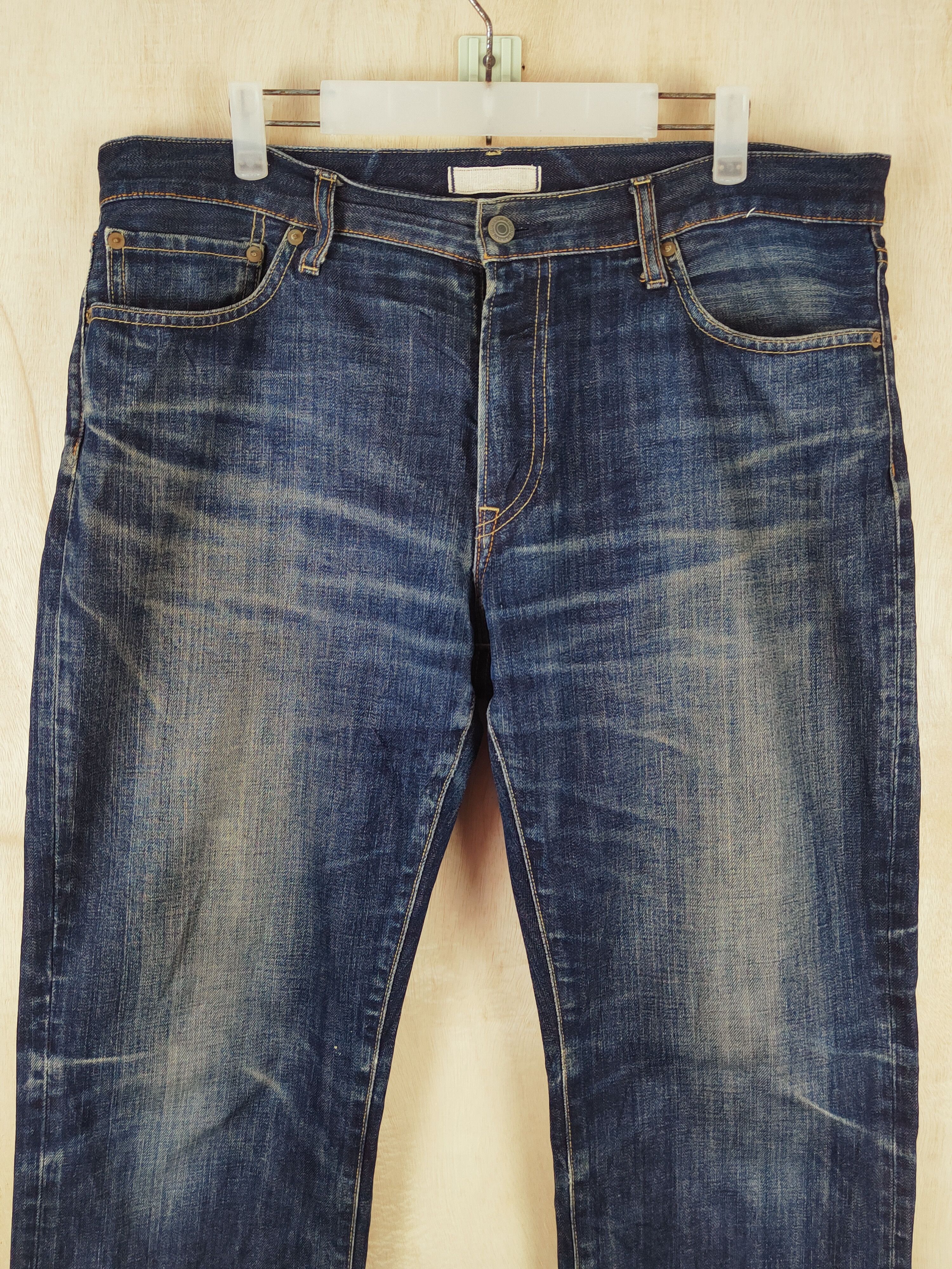 Japanese Brand Uniqlo Dark Blue Distressed Ripped Jeans #S2669 Size US 36 / EU 52 - 2 Thumbnail