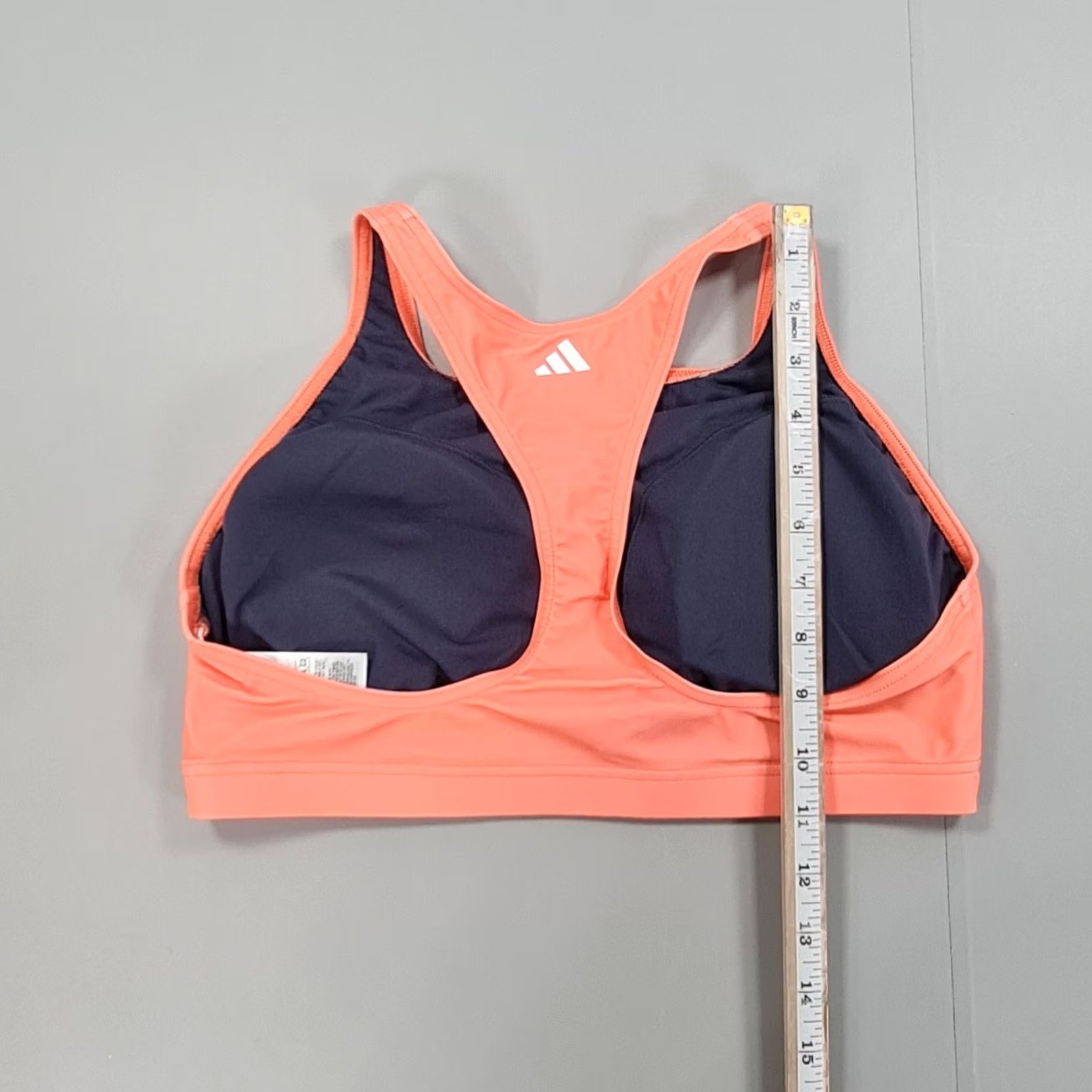 Adidas VINTAGE? Adidas Womens Sports Bra Orange 40 Racer Back Big Logo Padded Size ONE SIZE - 4 Thumbnail