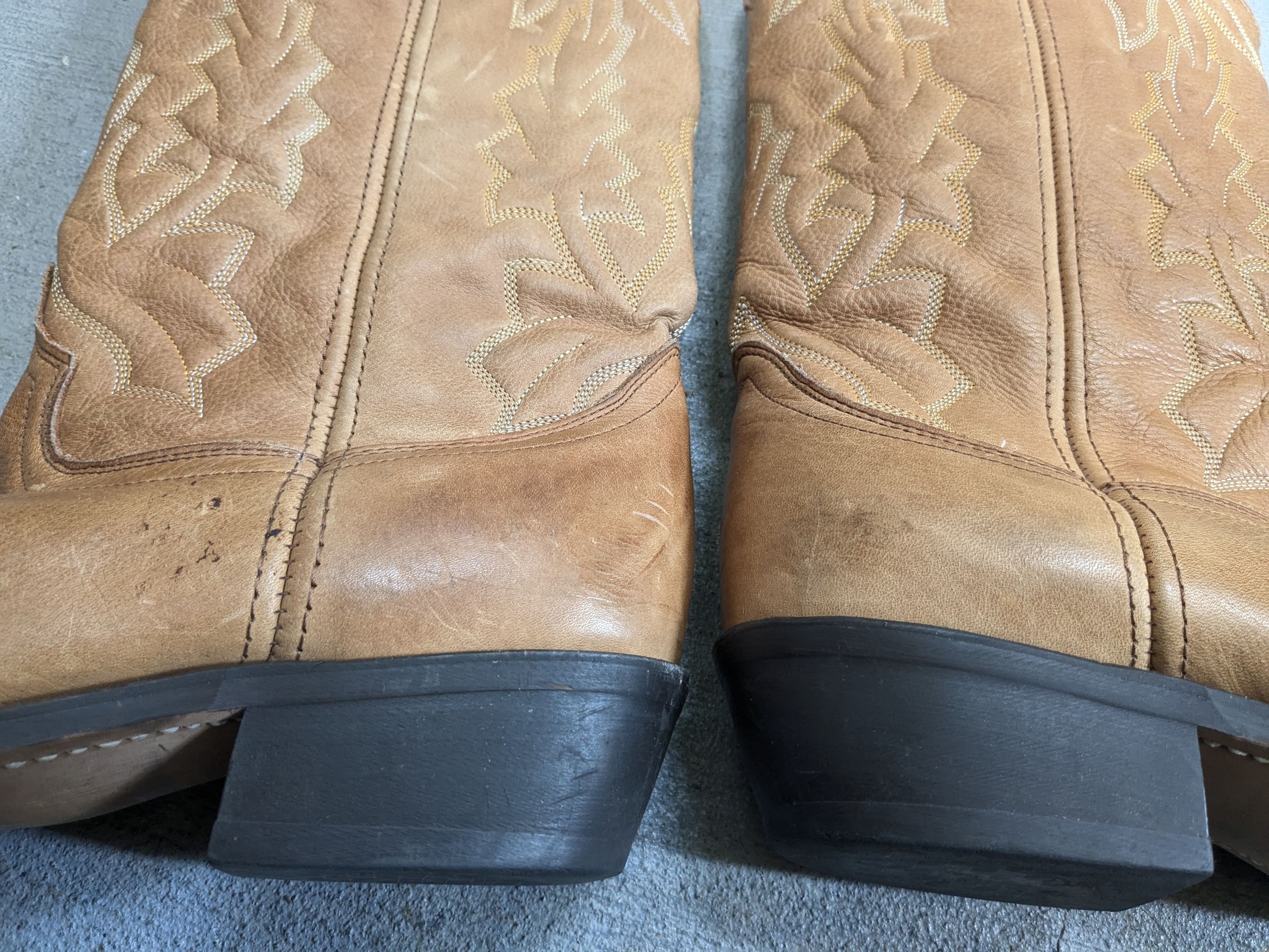 Genuine Leather Cowboy Boots 11 Wide Tan Brown Leather Western Size US 11 / EU 44 - 3 Thumbnail