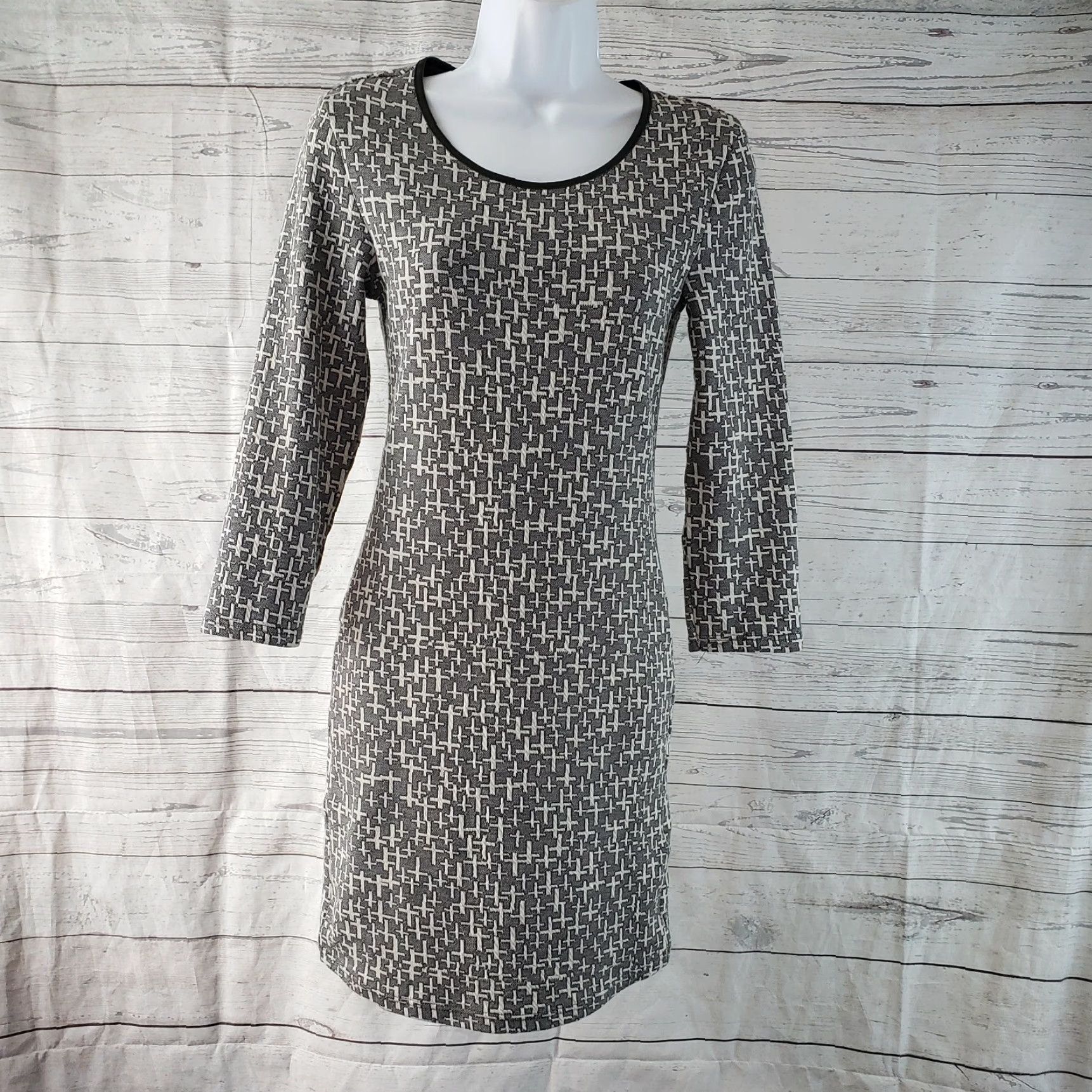 Topshop VINTAGE? (No) Topshop Knit Dress Womens Size 6 Gray Long Sleeve Round Neck Zip Sheath Dress Size M / US 6-8 / IT 42-44 - 2 Thumbnail