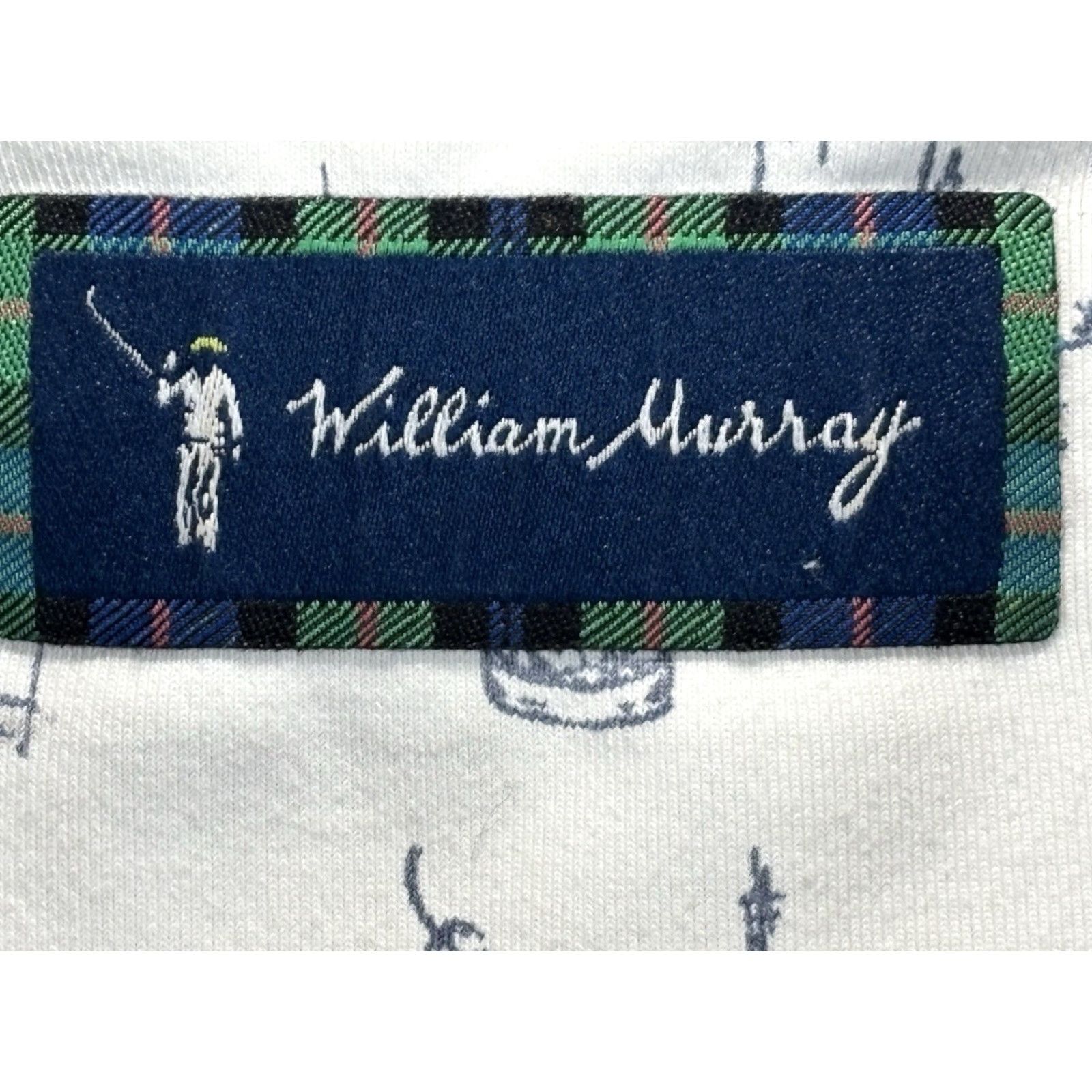 VINTAGE William Murray Performance Polo Shirt Mens L White AOP Brasstown Valley Polo Short Sleeve Collared Golf Sports Preppy Mens