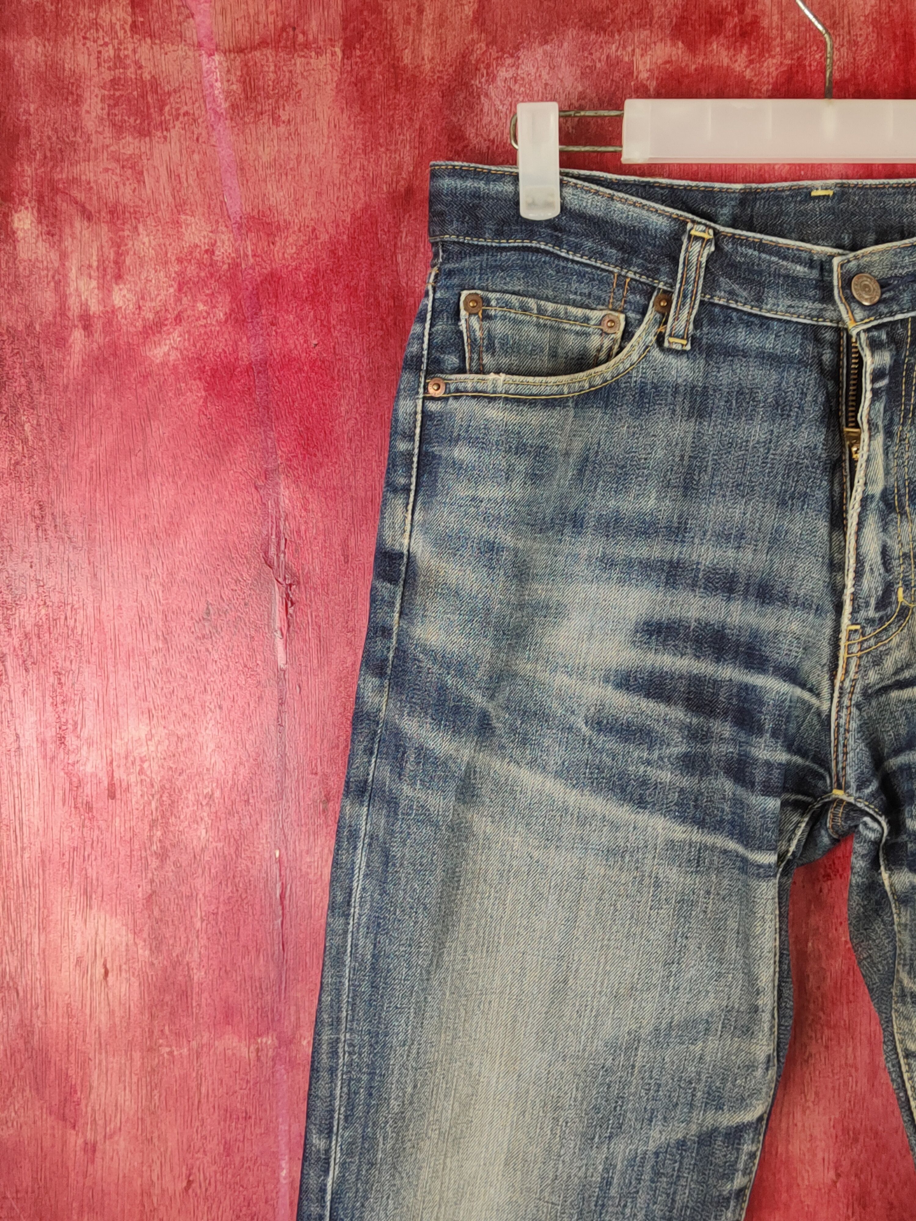 Japanese Brand Uniqlo Dark Blue Faded Distressed Ripped Jeans #S1652 Size US 32 / EU 48 - 3 Thumbnail