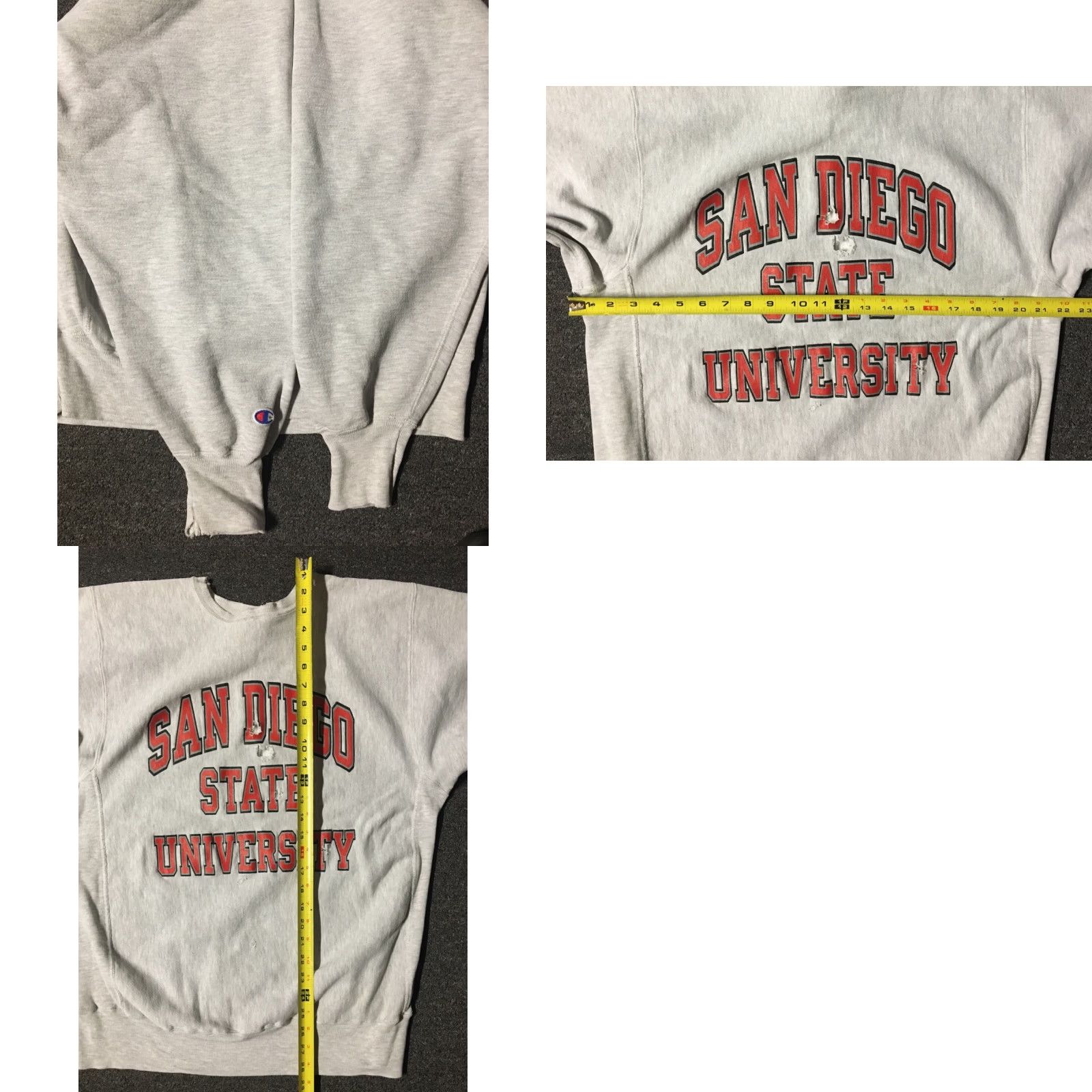 Champion VINTAGE Champion Reverse Weave Sweatshirt, 80s, San Diego State, Gray, 2XL, Pullover, Men Size US XXL / EU 58 / 5 - 8 Thumbnail