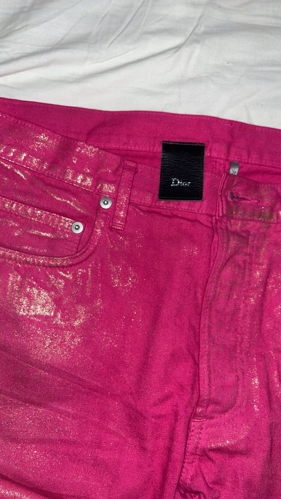 Hedi Slimane Dior Hedi pink golden dust jeans Size US 31 - 2 Thumbnail