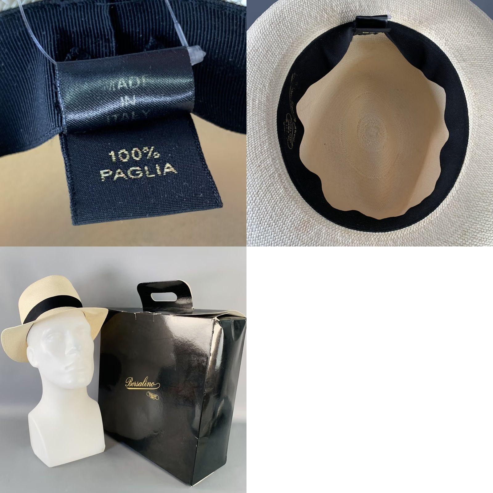 Borsalino BORSALINO Straw Fedora Beige Black Size S Mens Size ONE SIZE - 8 Thumbnail
