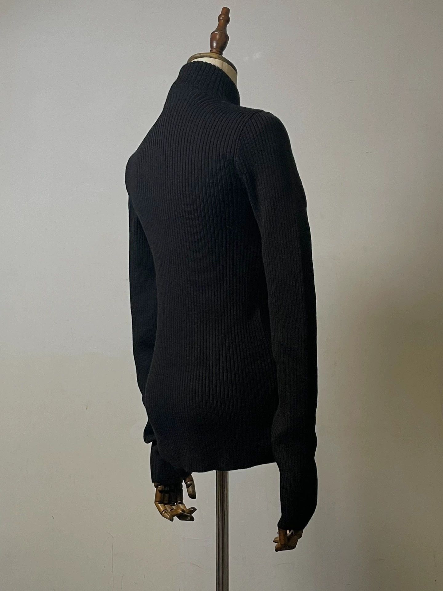 Dirk Bikkembergs Black Ribbed Turtleneck Sweater with Patch Details Size US M / EU 48-50 / 2 - 4 Thumbnail