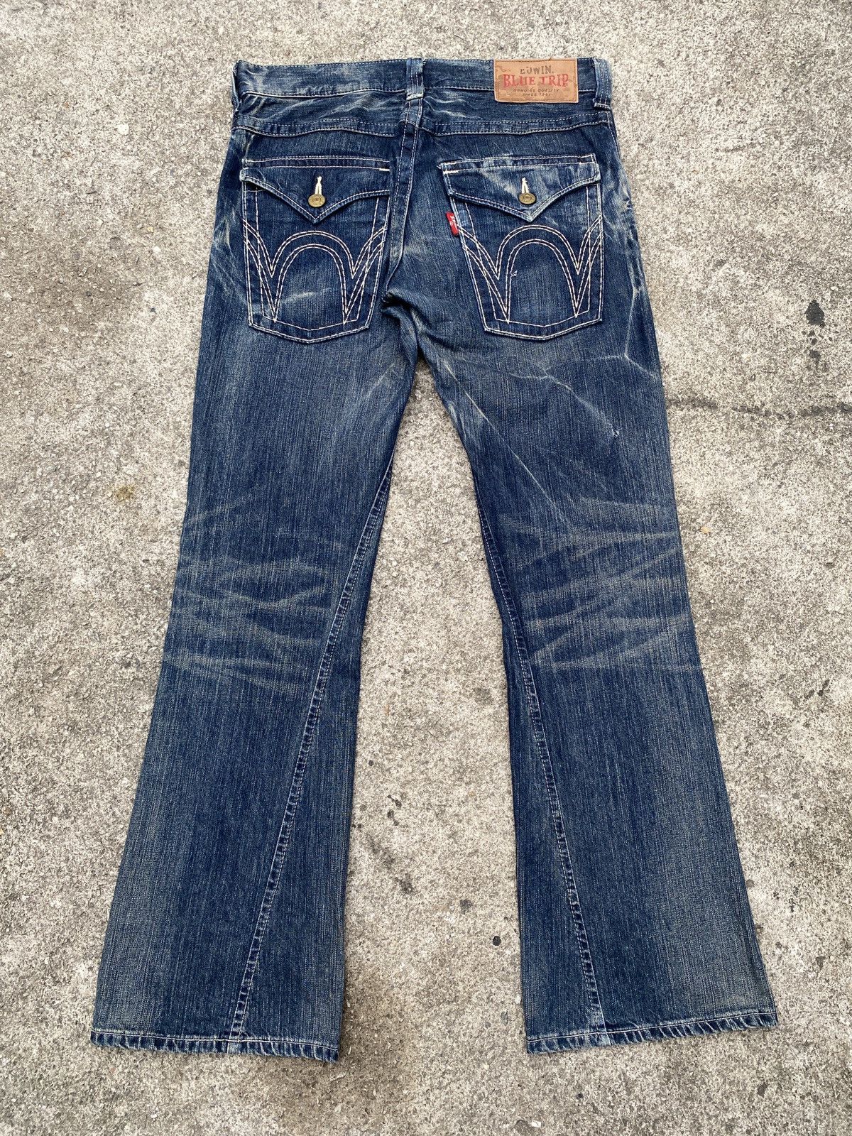 Edwin × Japanese Brand × Tornado Mart 2000s - Edwin Blue Trip Claw Marks Design Flare Denim Size US 32 / EU 48 - 2 Thumbnail