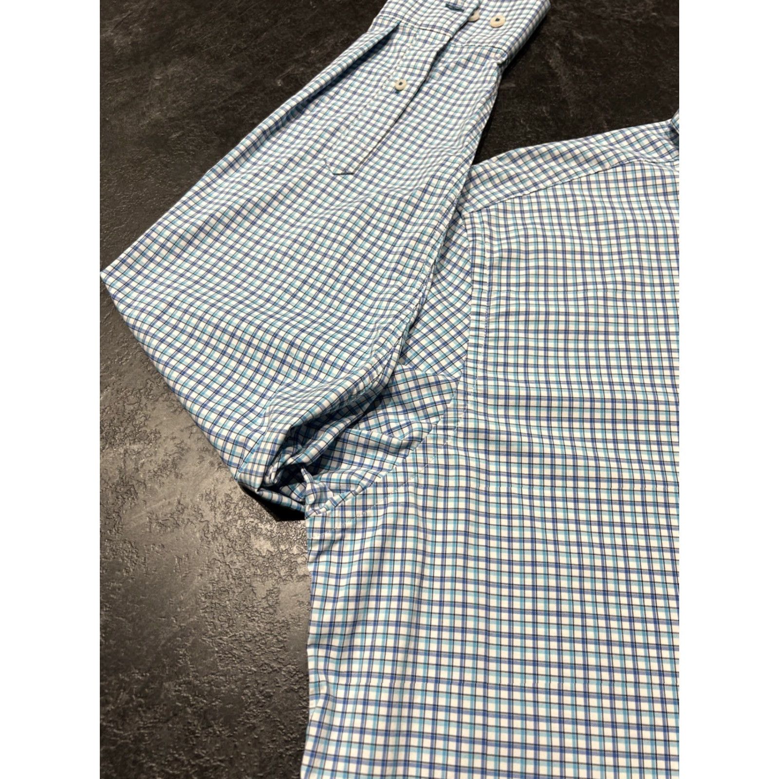 UNTUCKit UNTUCKit Shirt Button-Up Nylon Plaid Performance Mens XL Long Sleeve Blue Size US XL / EU 56 / 4 - 6 Thumbnail
