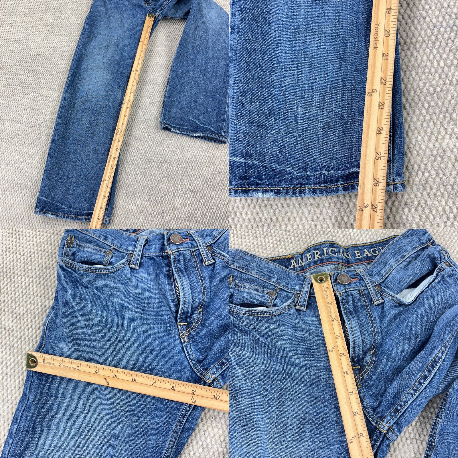 American Eagle Outfitters VINTAGE American Eagle Jeans Men 26x28 Relaxed Fit Straight Leg Faded Whiskers Baggy Size US 26 / EU 42 - 8 Thumbnail