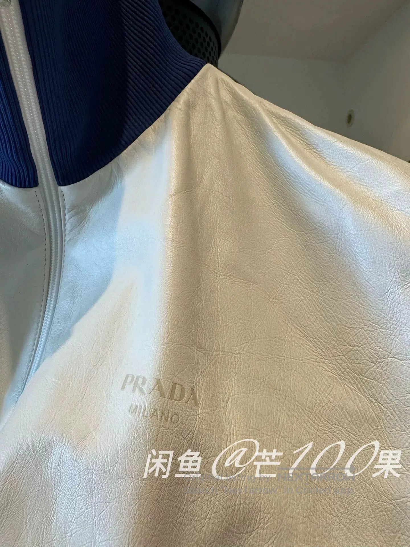 Prada Prada 25 Blue White Lambskin Leather Jacket. Size US L / EU 52-54 / 3 - 2 Thumbnail