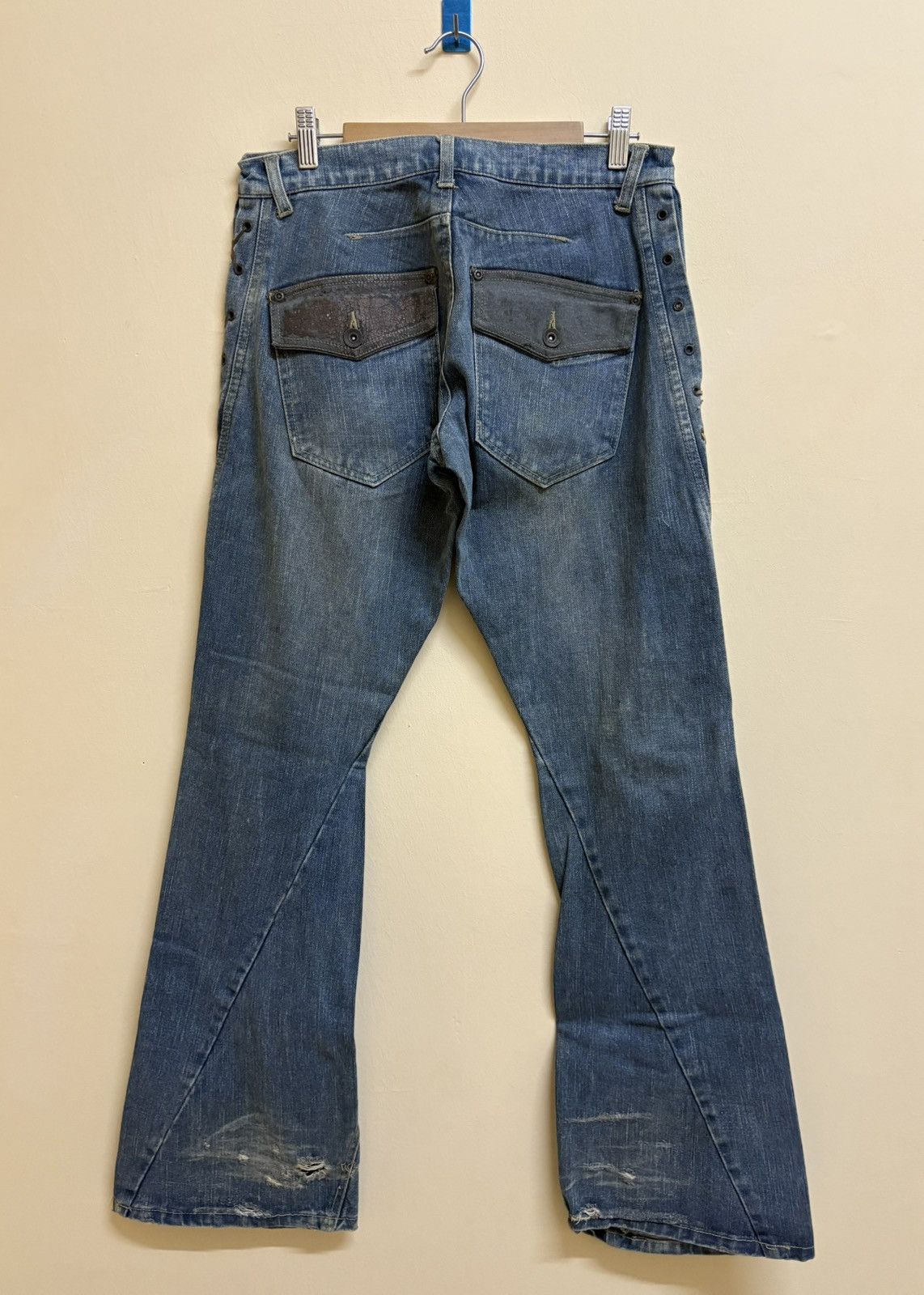 If Six Was Nine Vintage Nylaus Design Flare Jeans Parachute Denim Style Size US 30 / EU 46 - 2 Thumbnail