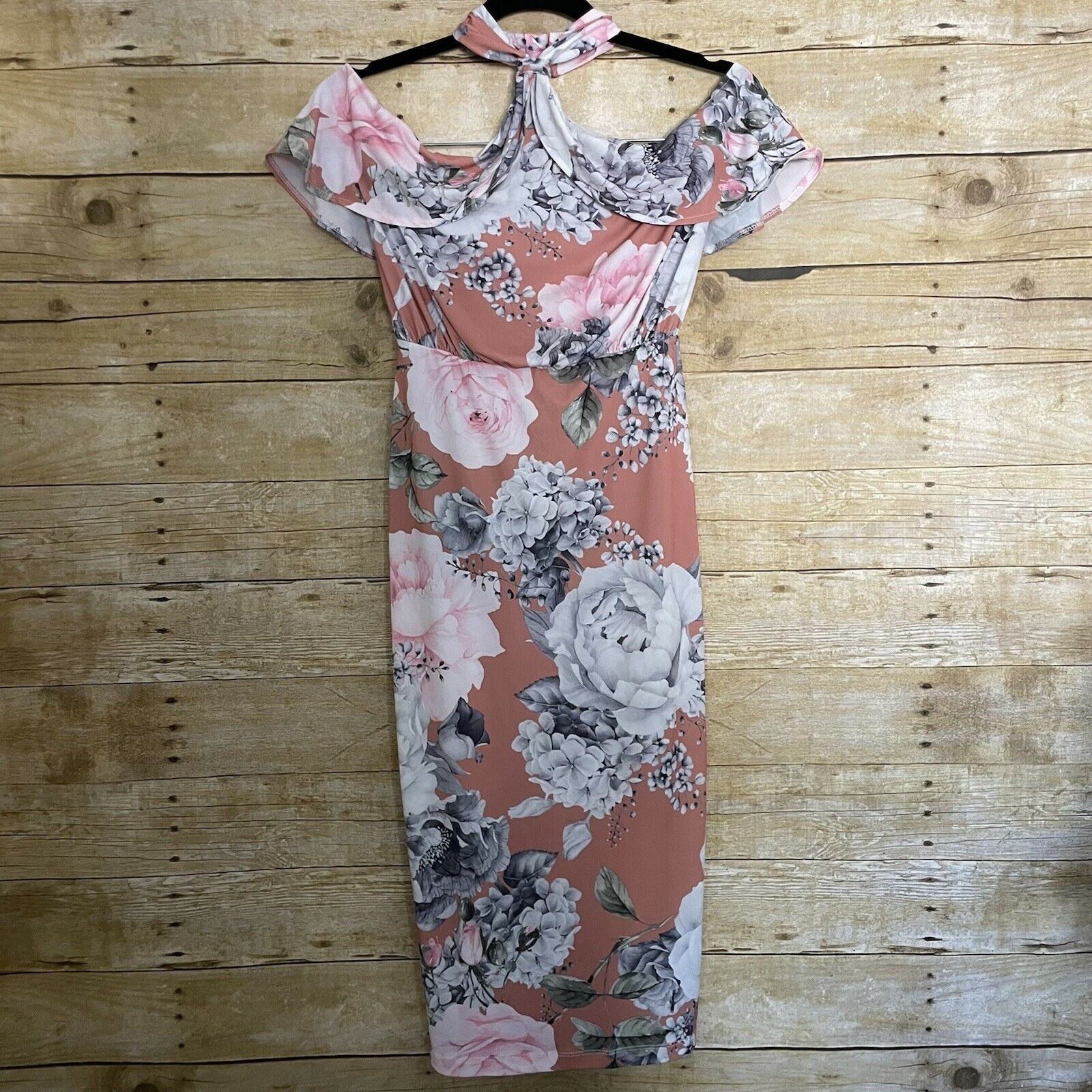 Asos ASOS Dusty Pink Floral Halter Top Ruffle Midi Dress - 4/UK 8 Size S / US 4 / IT 40 - 1 Thumbnail