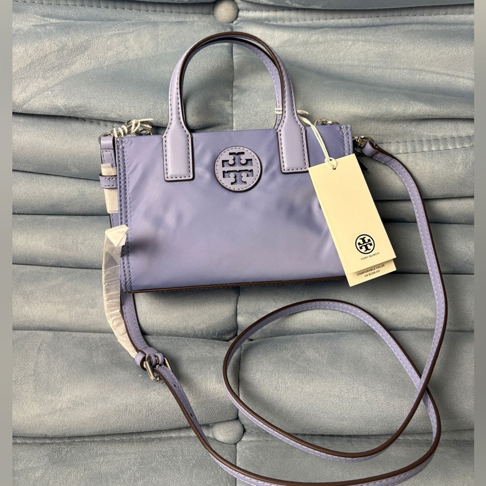 Tory Burch Ella Nylon Mini Tote Crossbody Bag in Purple, Women's