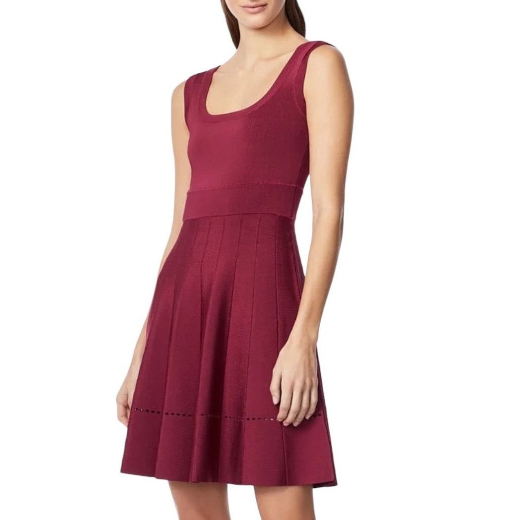 Herve Leger Herve Leger Paris Pleated Ponte Burgundy Mini Dress Size L Size L / US 10 / IT 46 - 16 Thumbnail