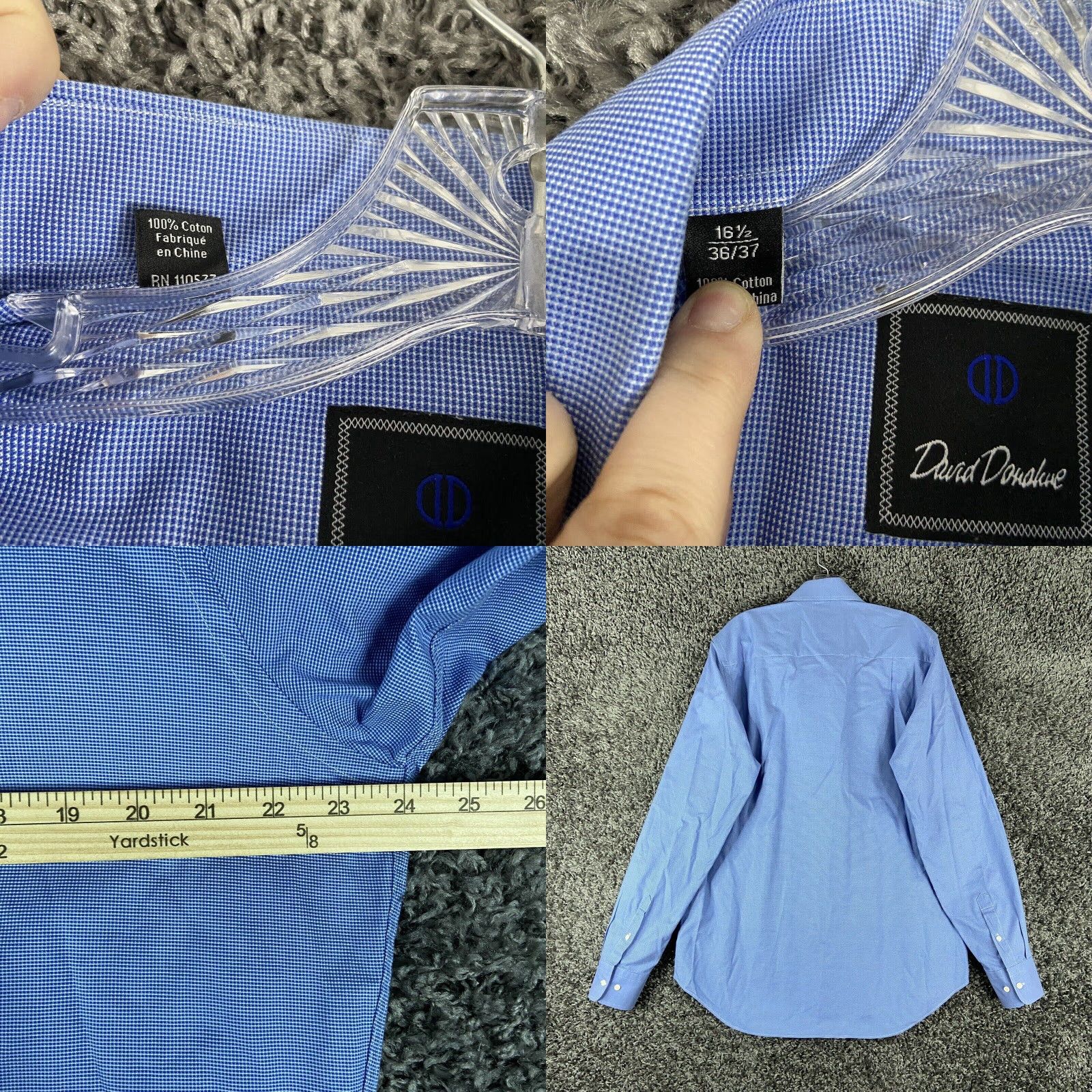 David Donahue VINTAGE Dave Donahue Dress Shirt Shirt Men 16.5 Blue 36/37 Mens Size 42R - 8 Thumbnail