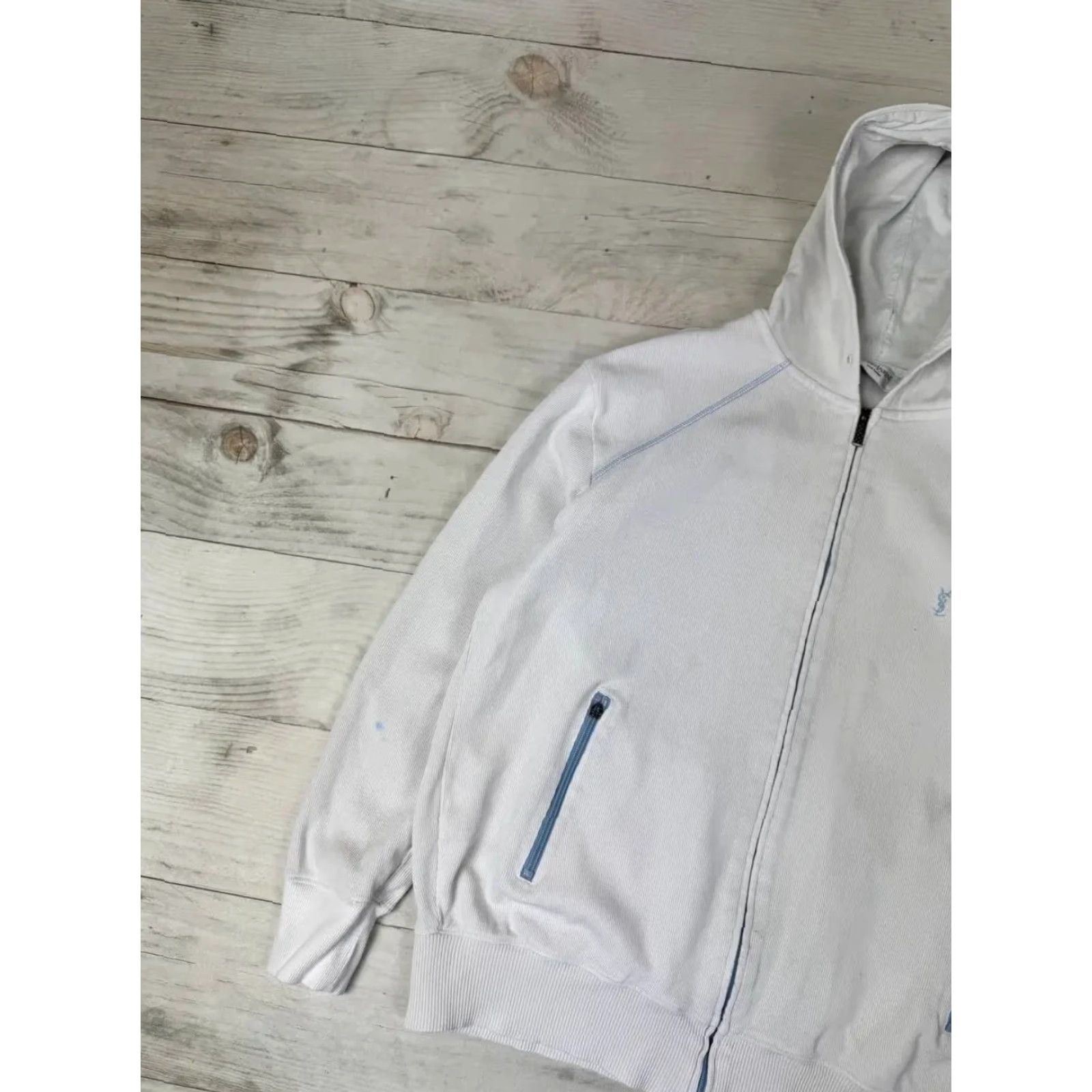 Yves Saint Laurent YSL Zip Up Hoodie Men SZ S White Shirt Hoodie Logo Size US S / EU 44-46 / 1 - 5 Thumbnail