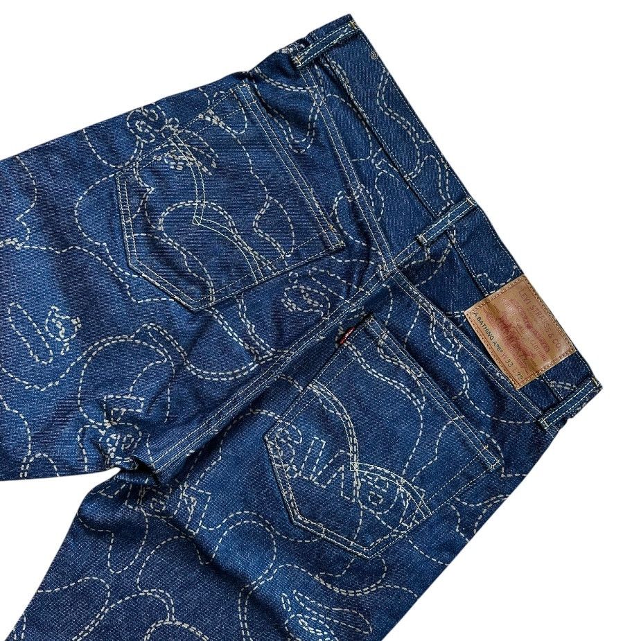 Bape Brand New 33" X 32" Bape Levis Camo Print Denim Jeans Size US 33 - 6 Thumbnail