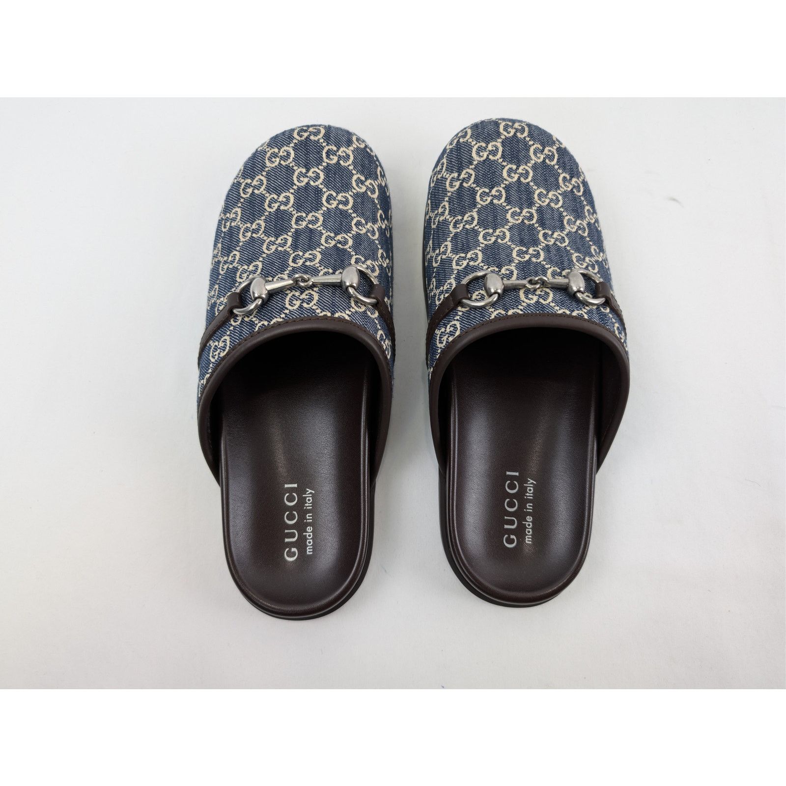 Gucci o1rshd1 Horsebit Mule Slide Sandals in Beige Blue/ Navy Blue Size US 8.5 / EU 41-42 - 11 Thumbnail