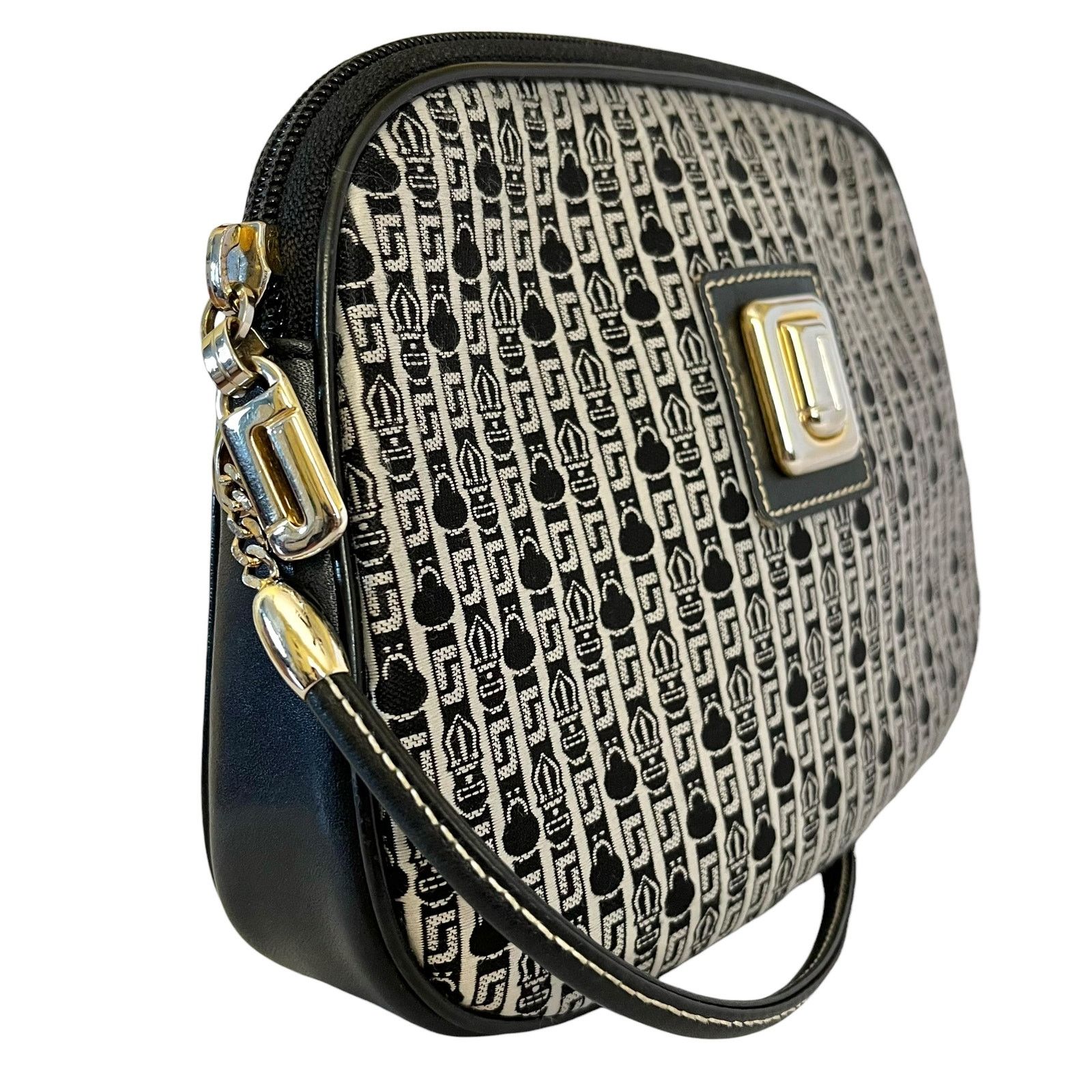 Judith Leiber × Vintage Judith Leiber Vintage Jacquard Logo Leather Trim Evening Bag Size ONE SIZE - 8 Thumbnail
