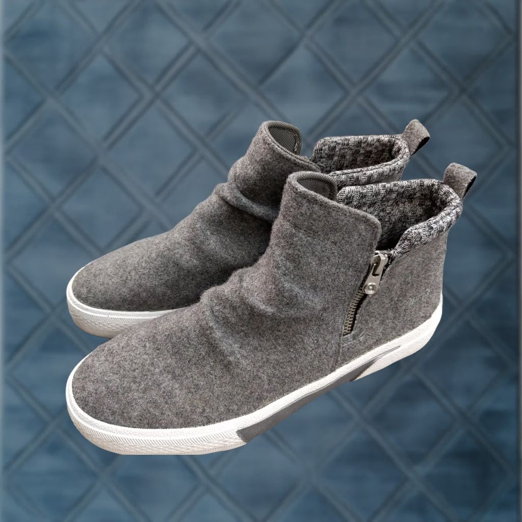 Vintage Blowfish Malibu Walkabout Boots Womens Size 10 Gray Felt Ankle Zip Booties Size US 10 / IT 40 - 1 Thumbnail