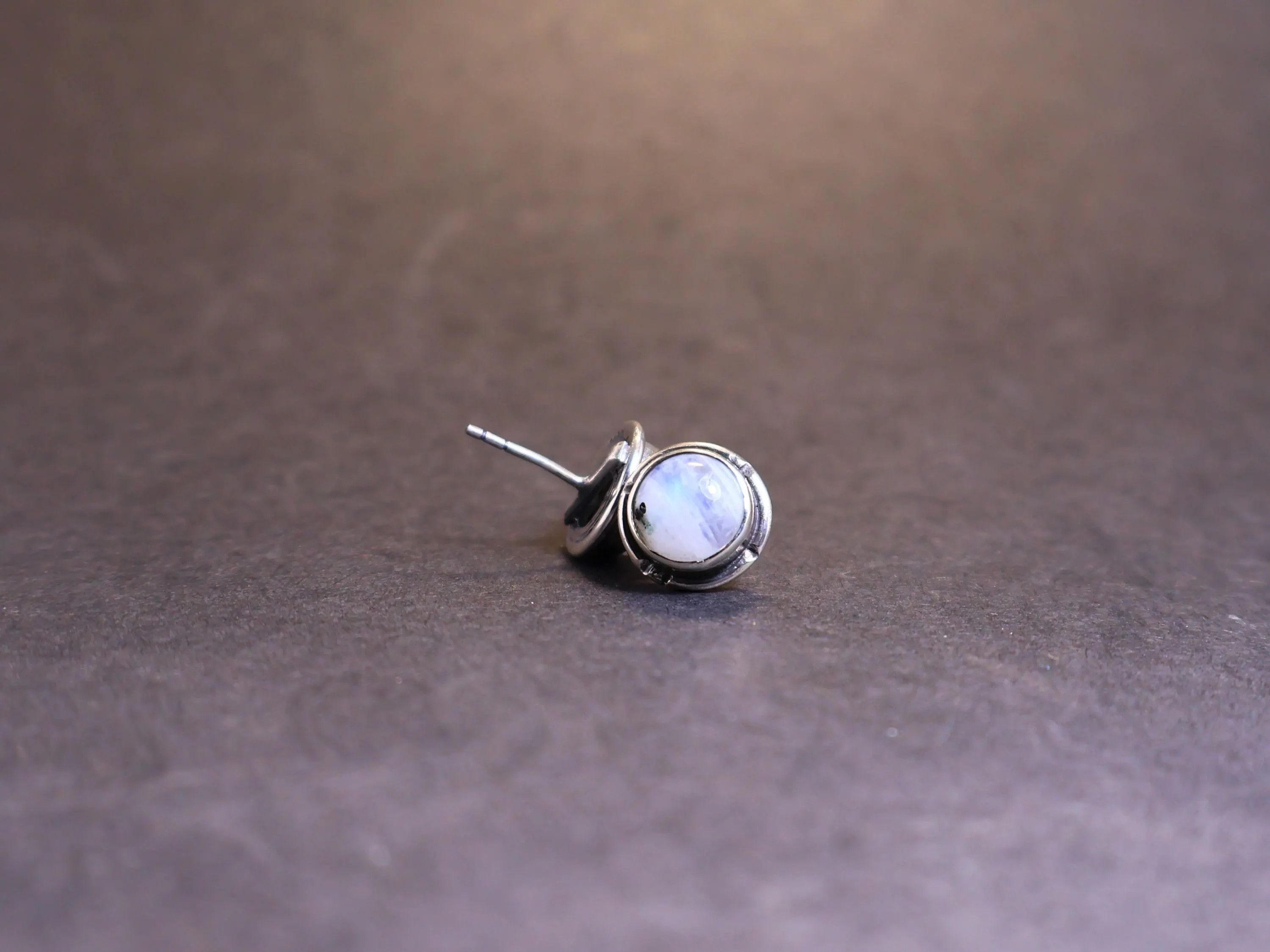 Handmade Moonstone Stud Earrings, Sterling Silver Handmade Earrings, Size ONE SIZE - 5 Thumbnail