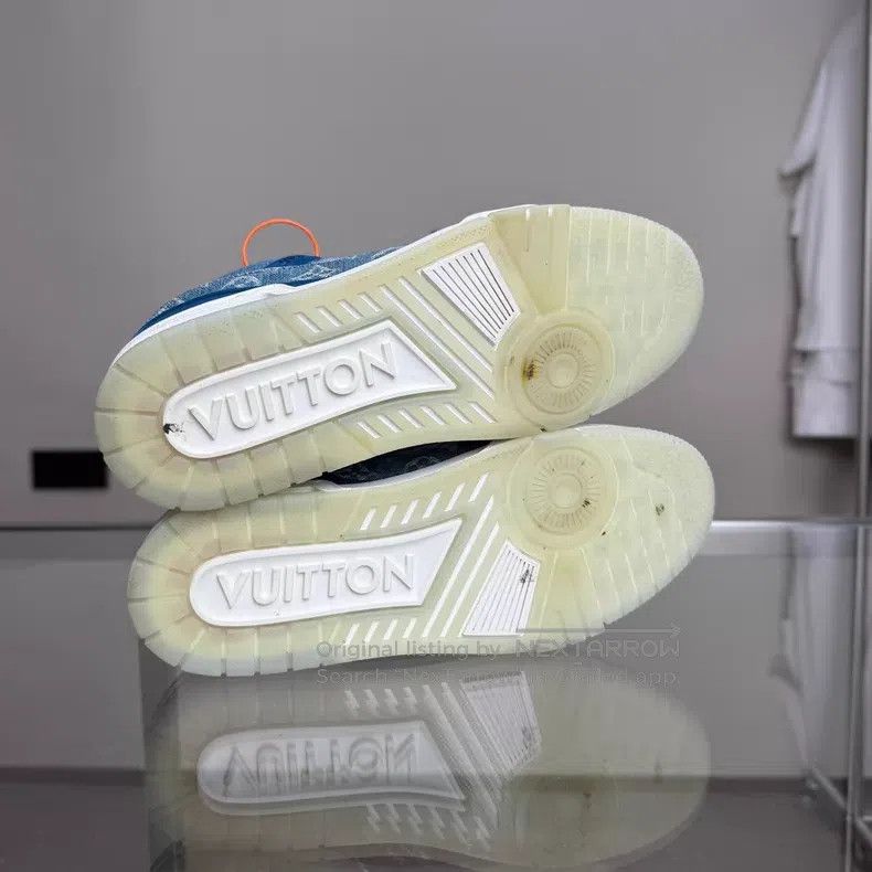 Louis Vuitton Louis Vuitton Trainer White and Blue Denim shoes Size US 7 / EU 40 - 7 Thumbnail