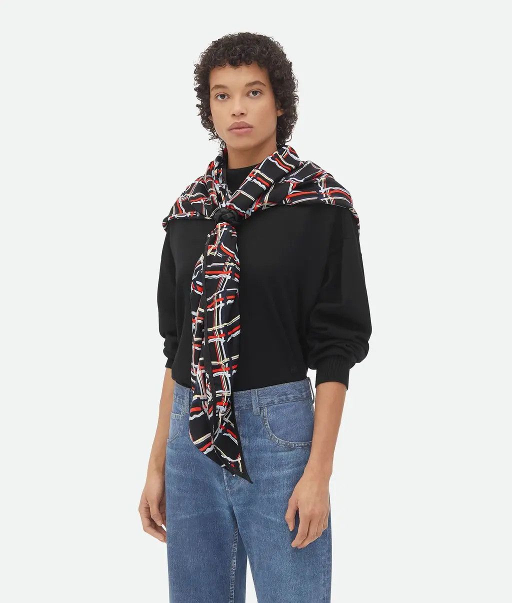 Bottega Veneta o1w1db10825 Size: OS / Distorted Check Printed Silk Scarf Size ONE SIZE - 1 Thumbnail