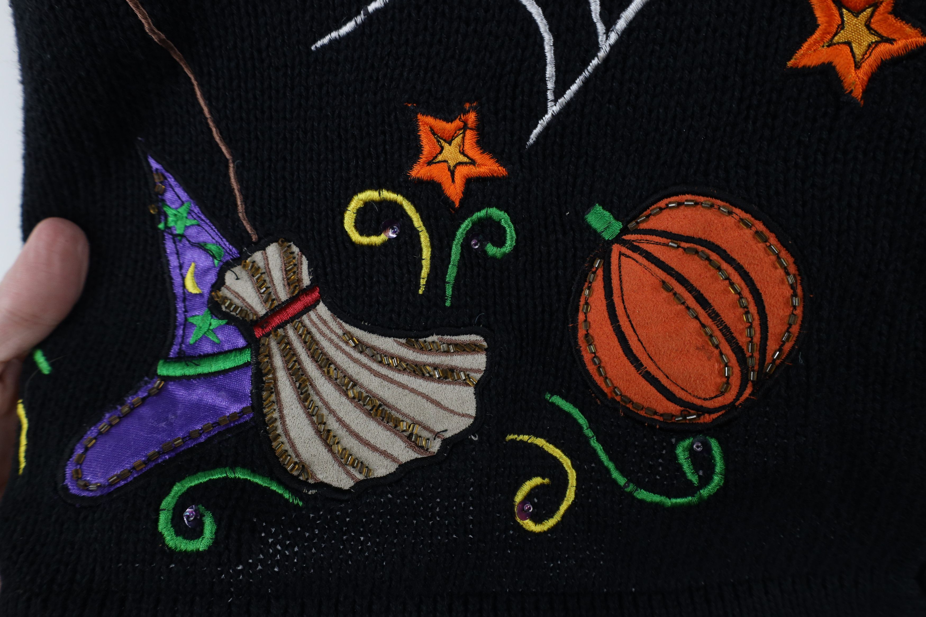 Vintage Vintage 90s Streetwear Witch Bat Cardigan Sweater Vest Black Size XXL / US 16-18 / IT 52-54 - 7 Thumbnail