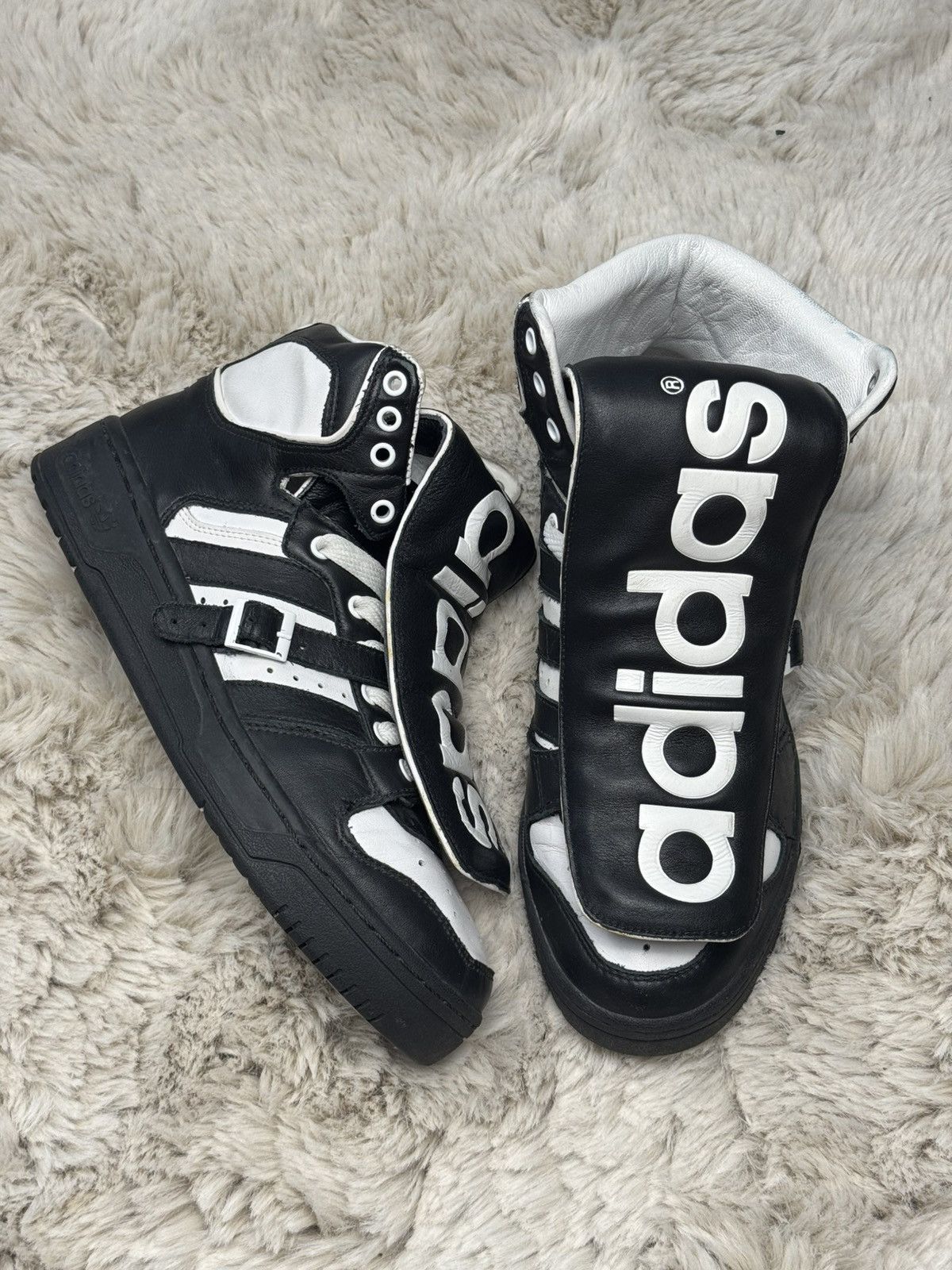 Adidas × Jeremy Scott JS Instinct (Big Tongue) White/Black | Grailed
