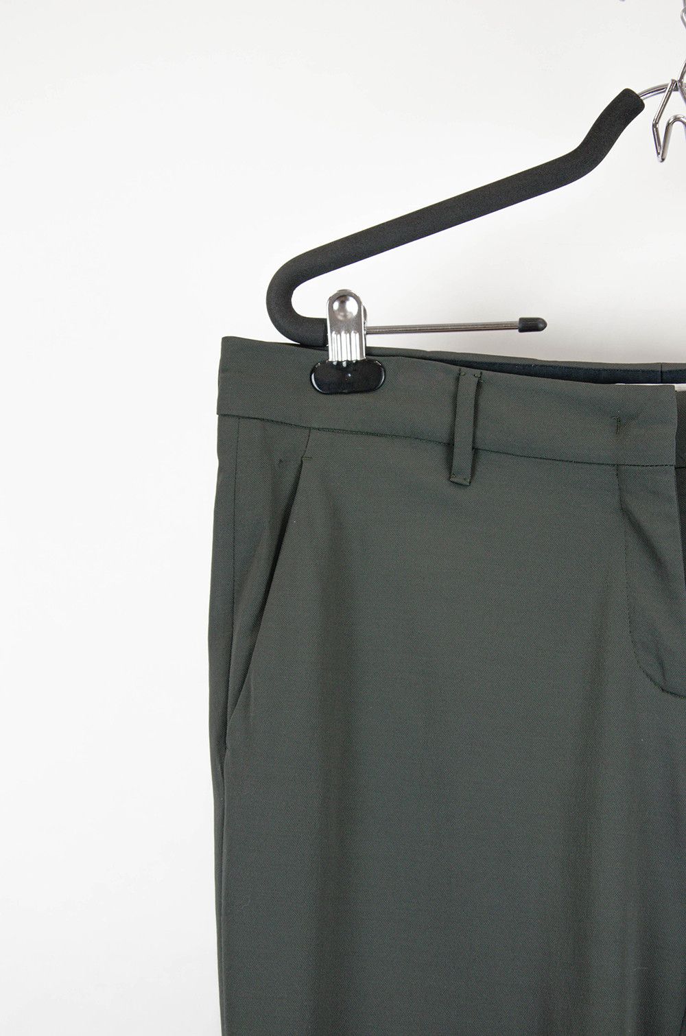 Prada Prada Dark Olive Wool Tapered Trousers IT48/W35 Size US 35 - 3 Thumbnail