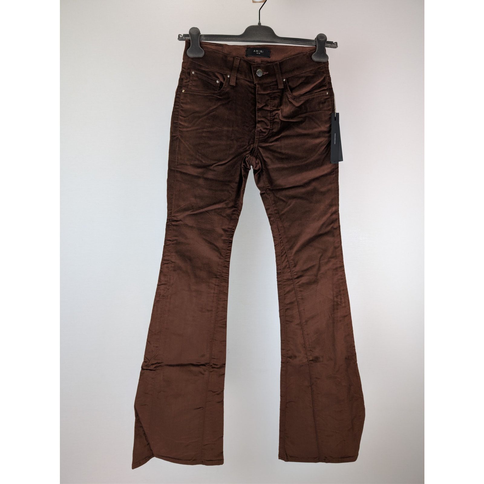 Amiri o1rshd1 Velour Flare Stack Pants in Chocolate Size US 30 / EU 46 - 2 Thumbnail