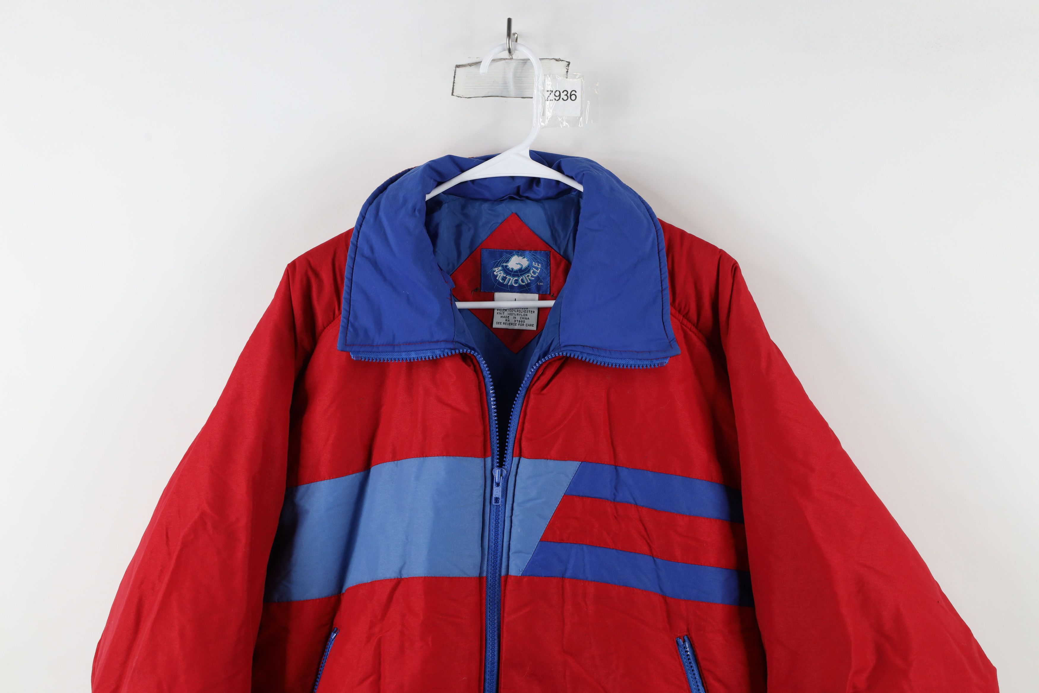 Vintage Vintage 90s Streetwear Striped Full Zip Puffer Jacket Red Size US L / EU 52-54 / 3 - 2 Thumbnail