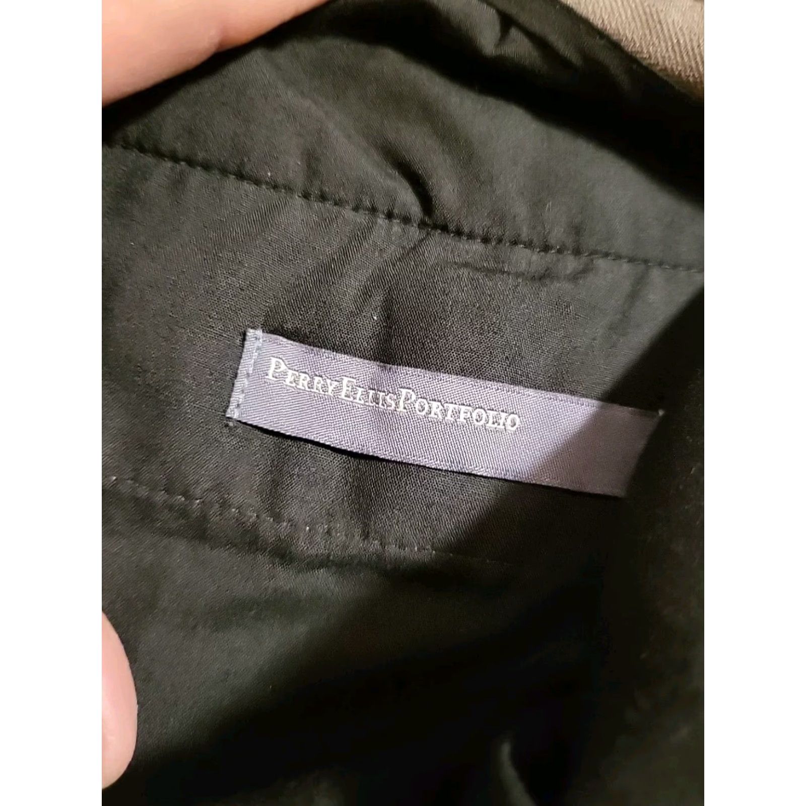 Perry Ellis Perry Ellis Portfolio Dress Pants Herringbone Gray 34/32 Flat Front Modern Fit Men Size US 34 / EU 50 - 6 Thumbnail