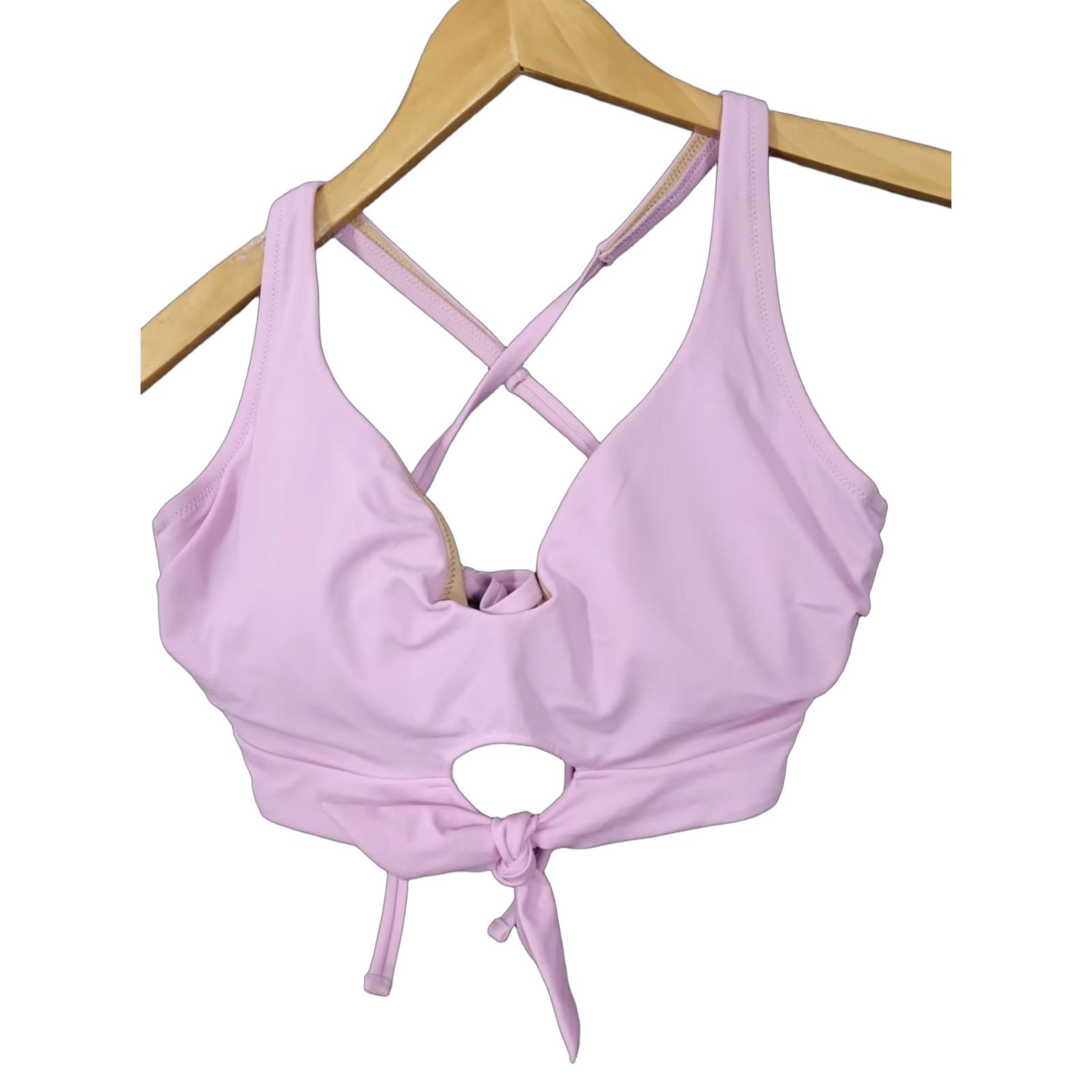 Vintage Shade & Shore Purple Front Keyhole Bikini Top 34DD Padded Nylon Polyester Spaghetti Strap Lined Women Beach 90s Theme Mens Womens Size XXS / US 00 / IT 34 - 1 Thumbnail