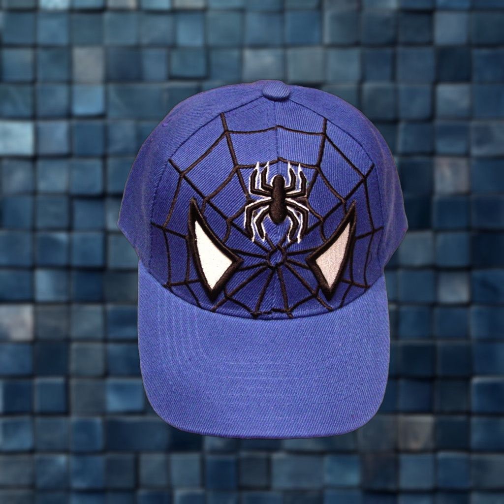 Vintage VINTAGE Spider in a Web with Eyes Baseball Cap Men Adjustable Blue 90s Theme Size ONE SIZE - 1 Thumbnail