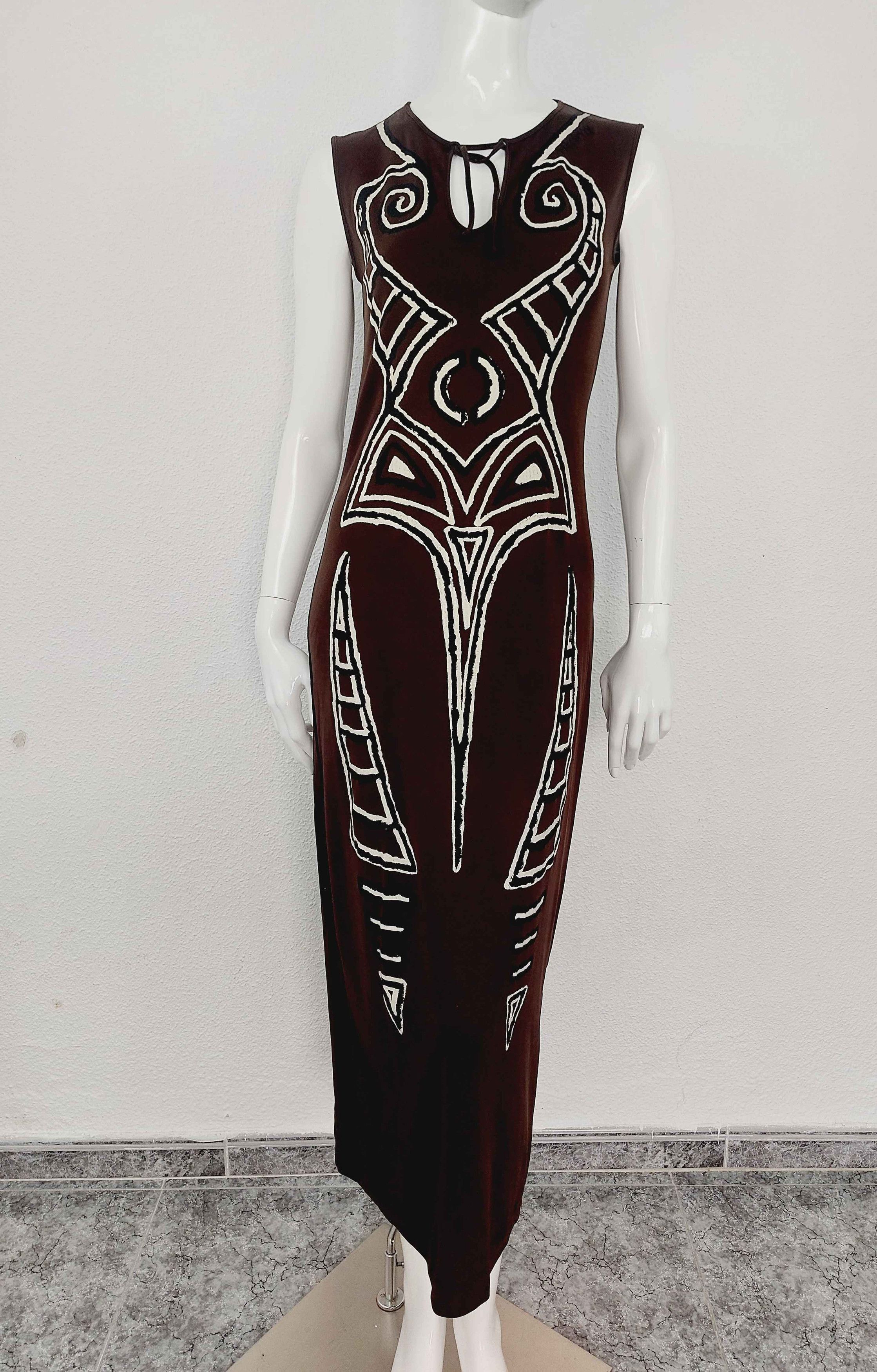 Miss Sixty Y2K Miss Sixty Tribal Maori Skeleton Tattoo Maxi Dress Size L / US 10 / IT 46 - 2 Thumbnail