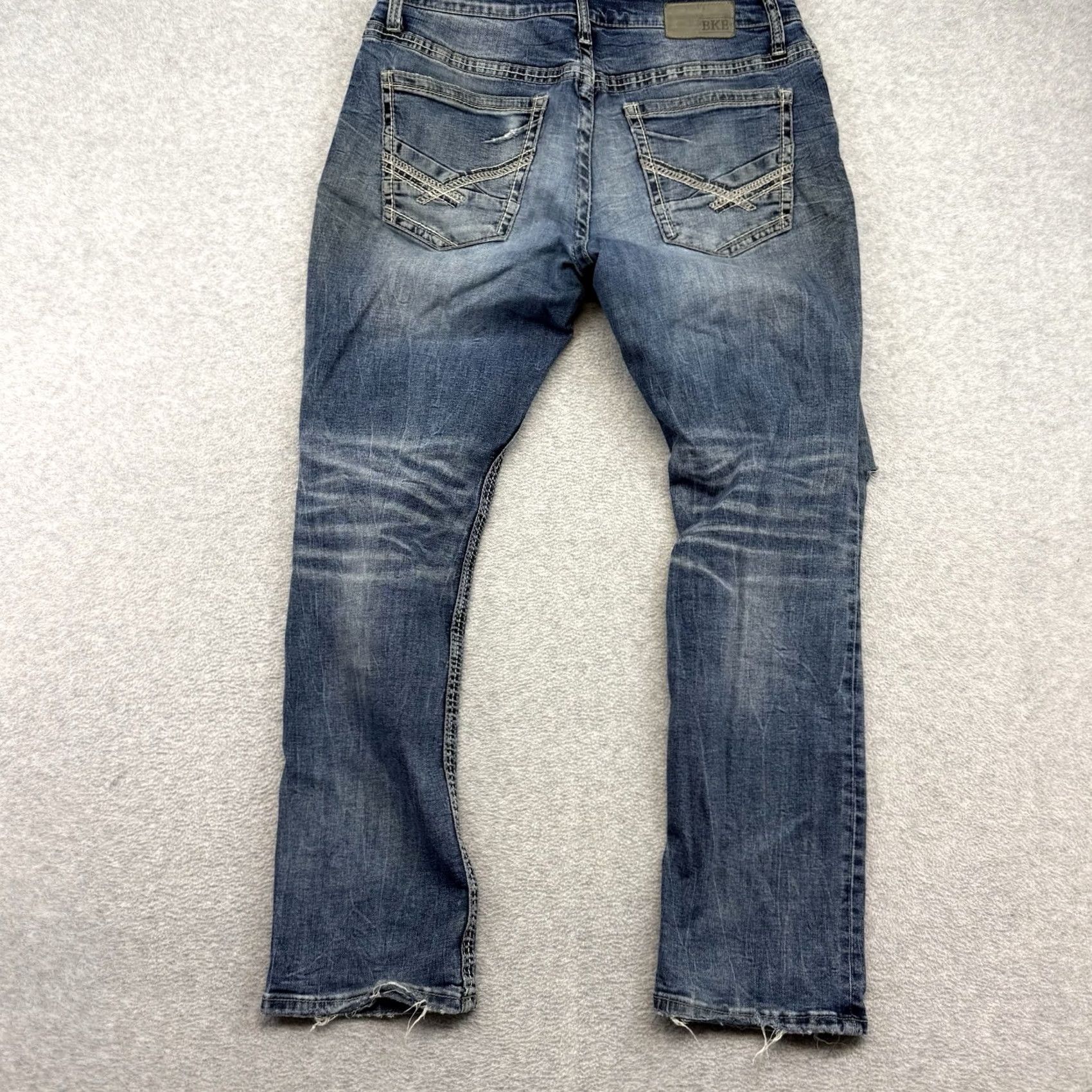 Vintage BKE Jake Jeans Denim Straight Leg Mens 34R 34x32 Mid Rise Distressed Logo 5-Pocket Wear Size US 34 / EU 50 - 4 Thumbnail