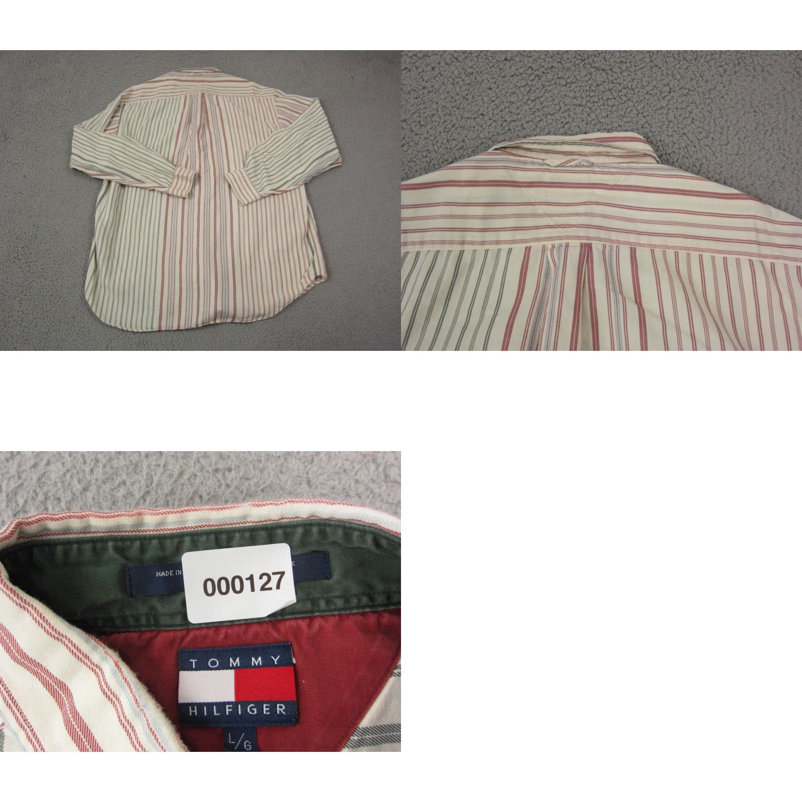 Tommy Hilfiger VINTAGE Tommy Hilfiger Shirt Adult L Red White Striped Crest Mens Button Up Size US L / EU 52-54 / 3 - 9 Thumbnail