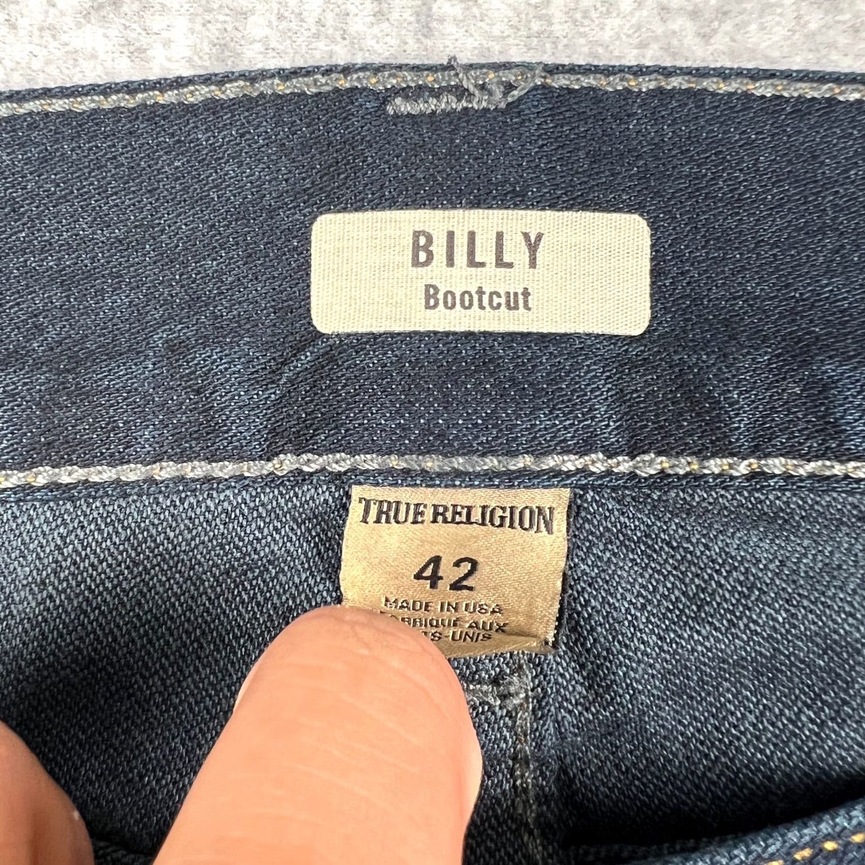 True Religion True Religion Billy Bootcut Jeans 42x35 Mens Blue USA Made Flap Pockets Pants Size US 42 / EU 58 - 5 Thumbnail
