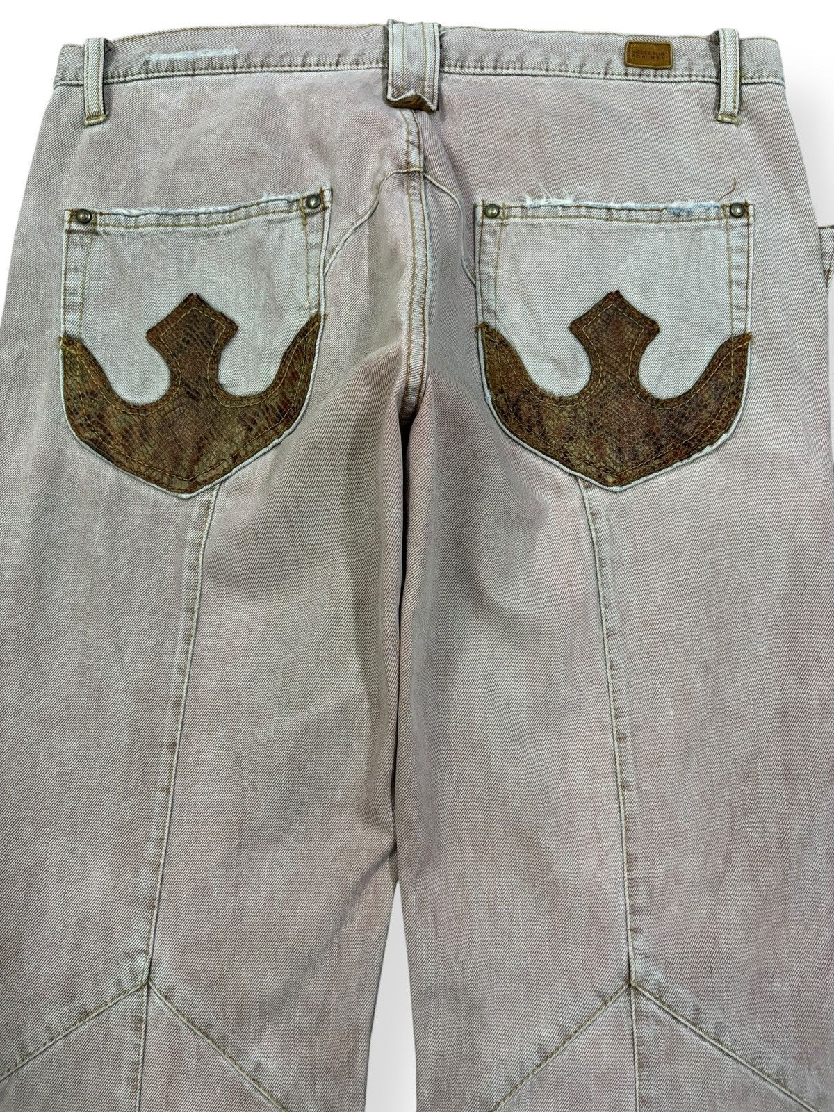 Tornado Mart Nicole Club Python Skin Bootcut Flare Distress Grunge Jeans Size US 33 - 10 Thumbnail
