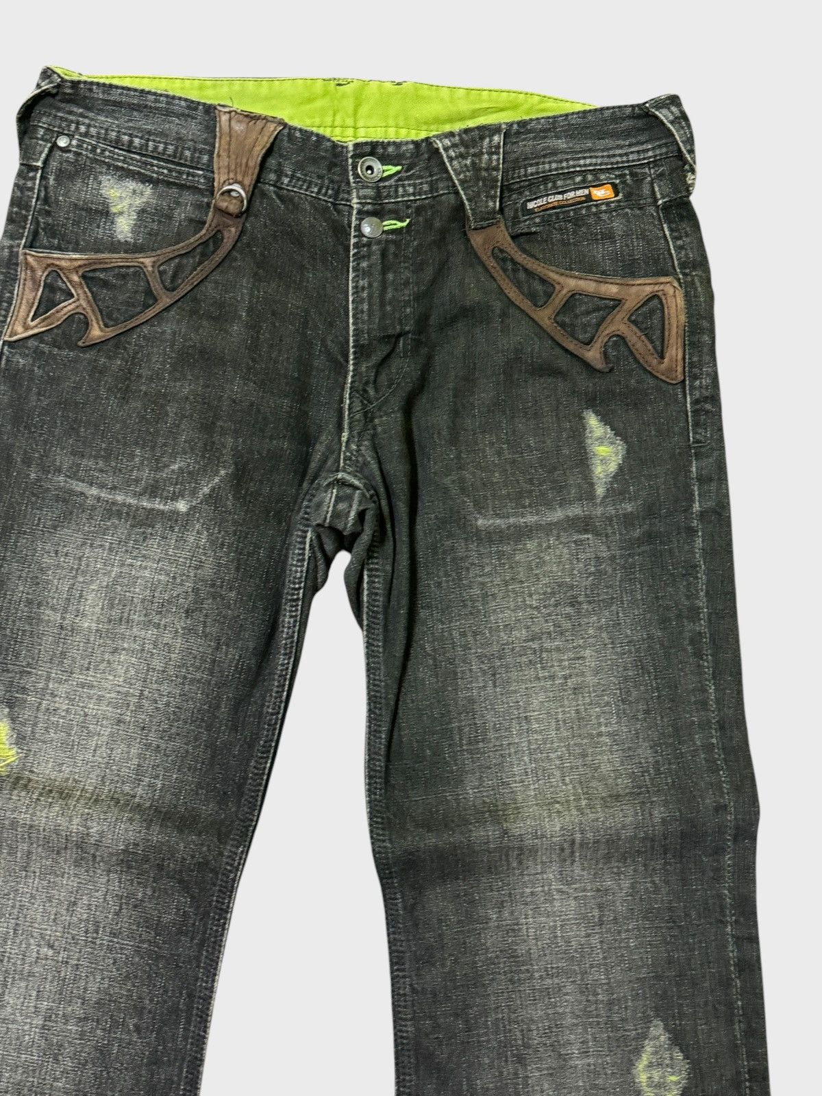 5351 POUR LES HOMMES FLARED NICOLE CLUB FOR MEN DISTRESSED WITH LEATHER DENIM Size US 32 / EU 48 - 5 Thumbnail