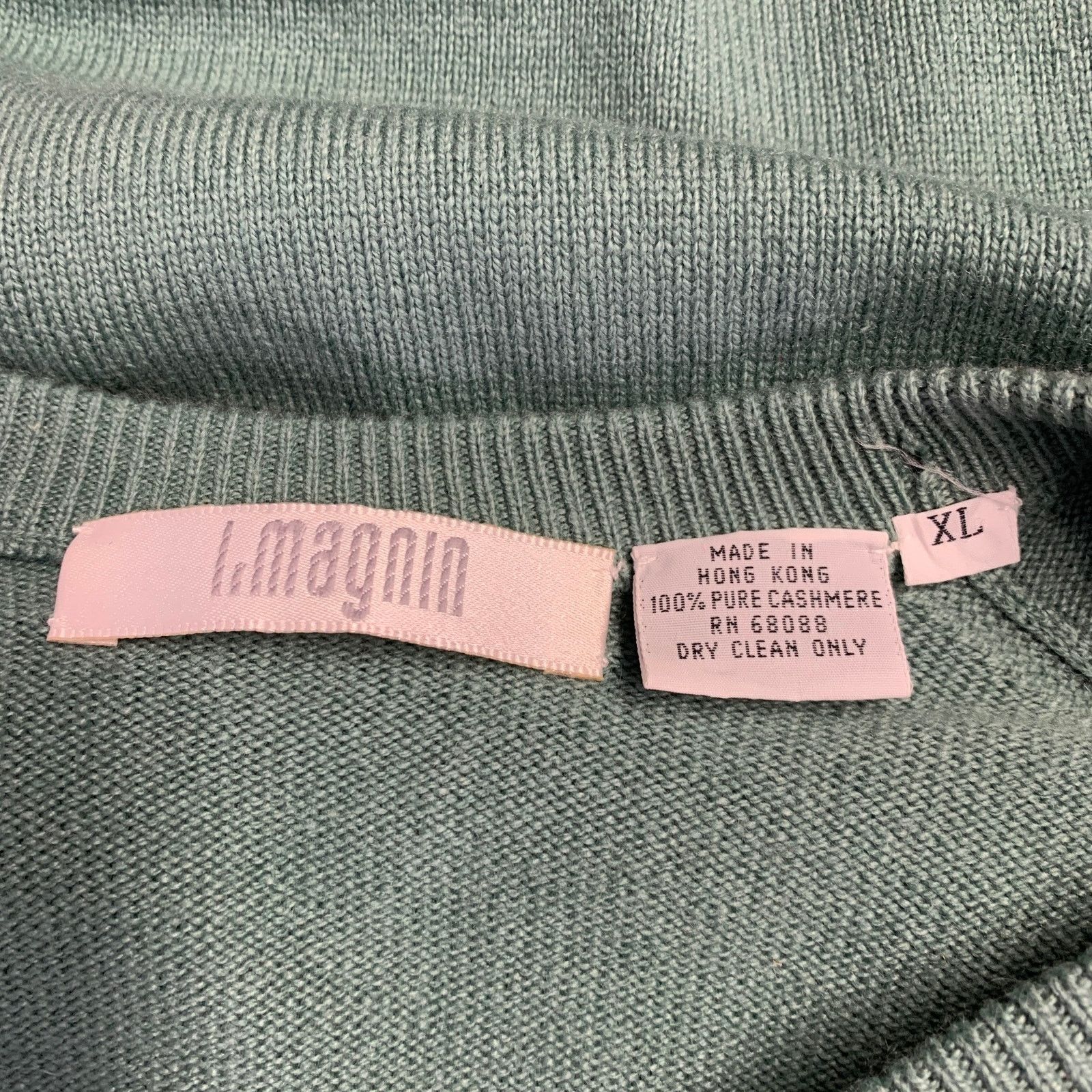 Other I.MAGNIN Size XL Green Sage Cashmere V-Neck Pullover Size US XL / EU 56 / 4 - 8 Thumbnail