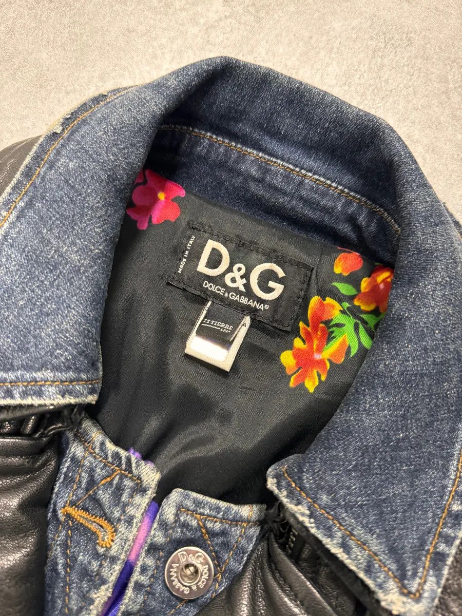 Designer × Dolce & Gabbana × Vintage FW2005 Dolce & Gabbana Hybrid Denim Leather Perfecto Jacket Size S / US 4 / IT 40 - 5 Thumbnail