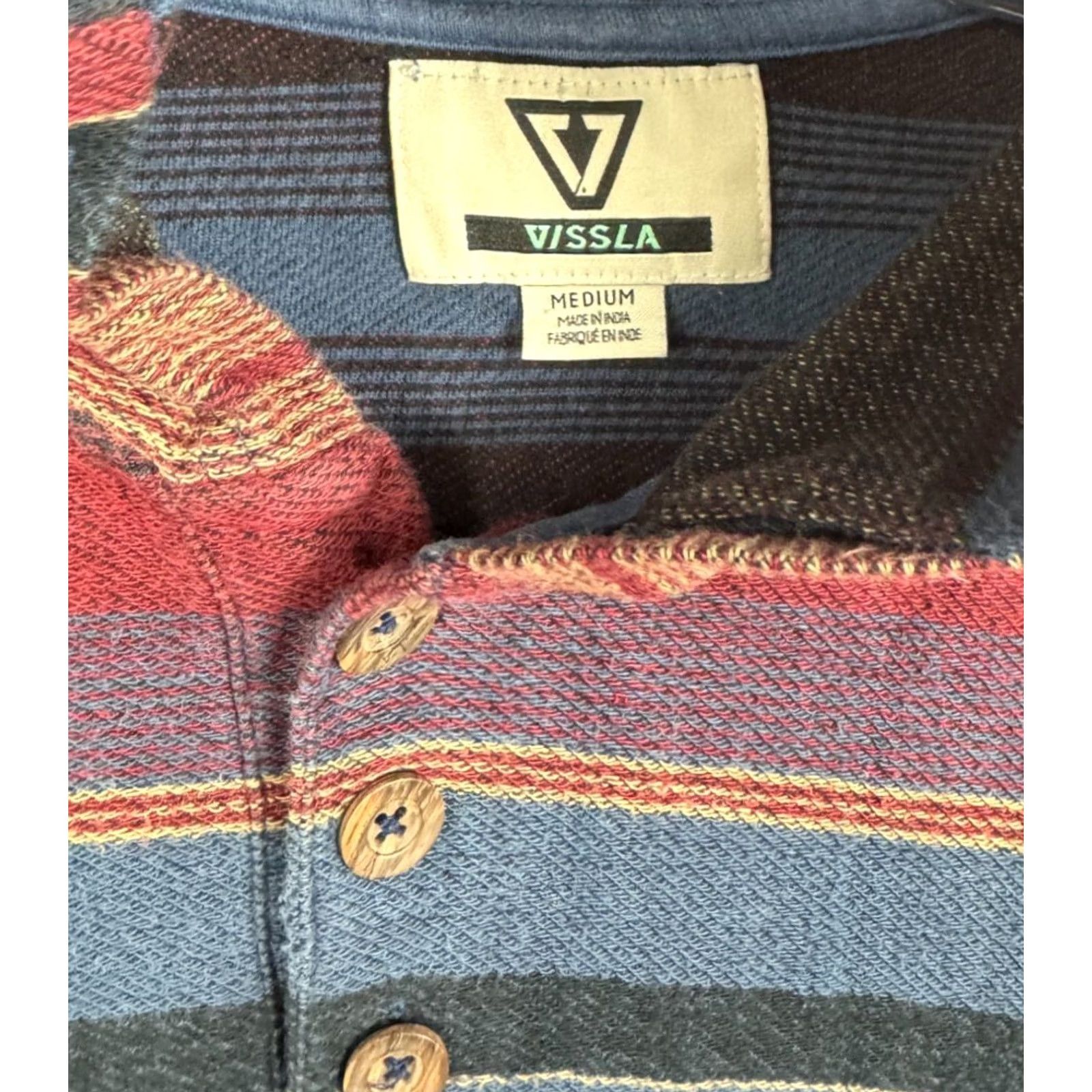 Vissla Vissla Hoodie Mens Button Henley Baja Sweatshirt Striped Pullover Long Sleeve Blue Surfer Medium Size US M / EU 48-50 / 2 - 2 Thumbnail