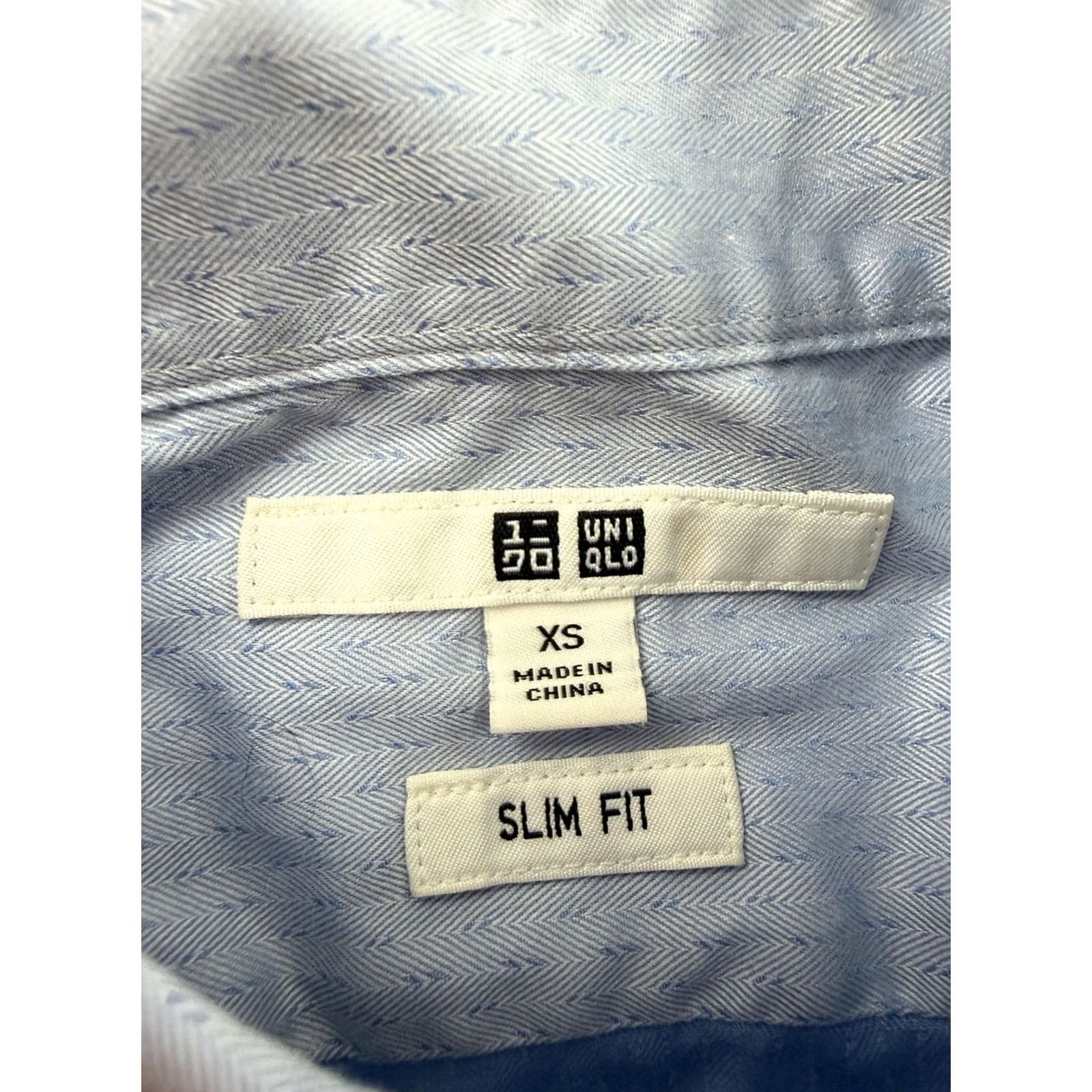 Uniqlo Uniqlo Shirt Mens XS Blue Herringbone Slim Fit Long Sleeve Dress Top Button Down Size US XS / EU 42 / 0 - 3 Thumbnail