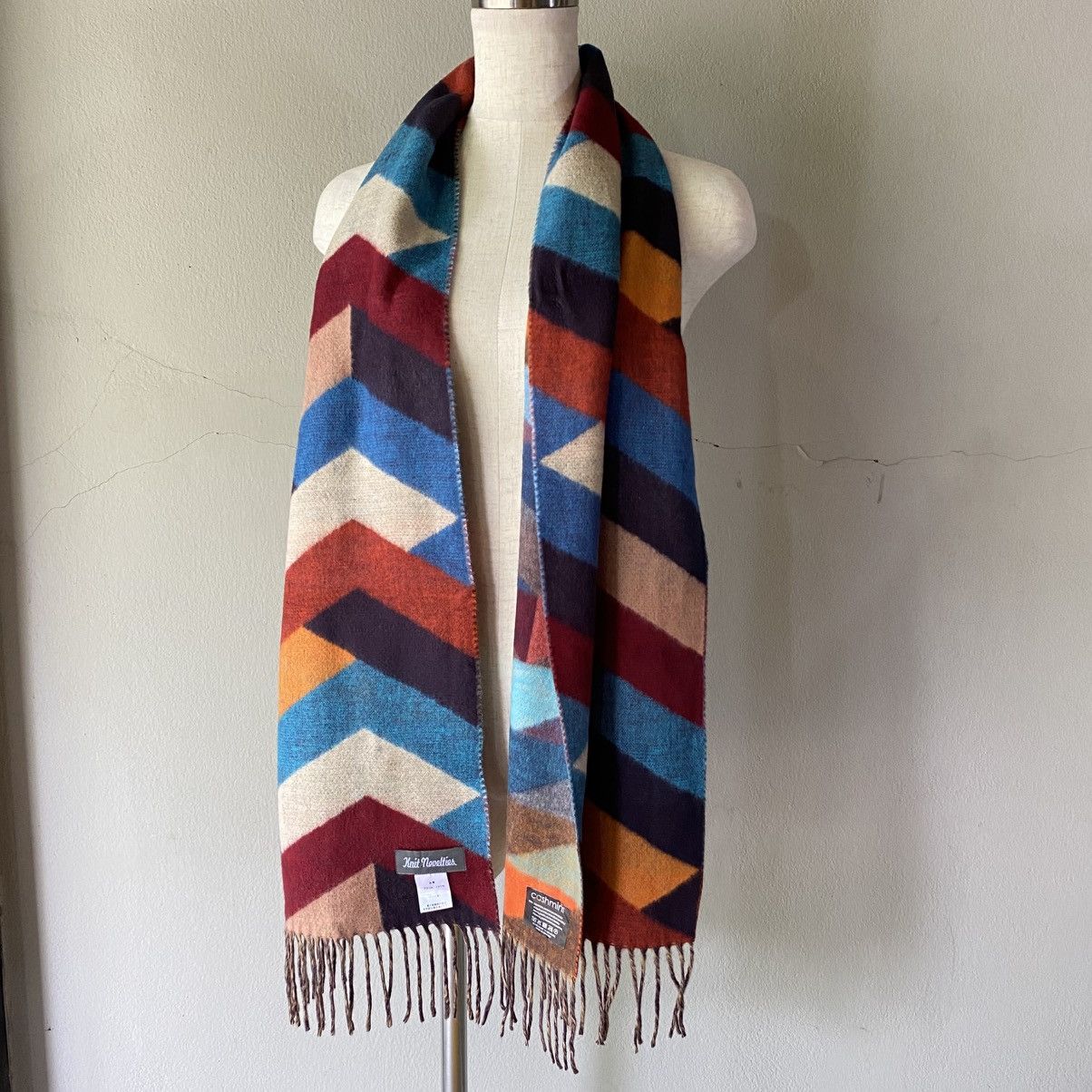 Designer Knit noueltier Colorful Chevron Wool Scarf Size ONE SIZE - 15 Thumbnail